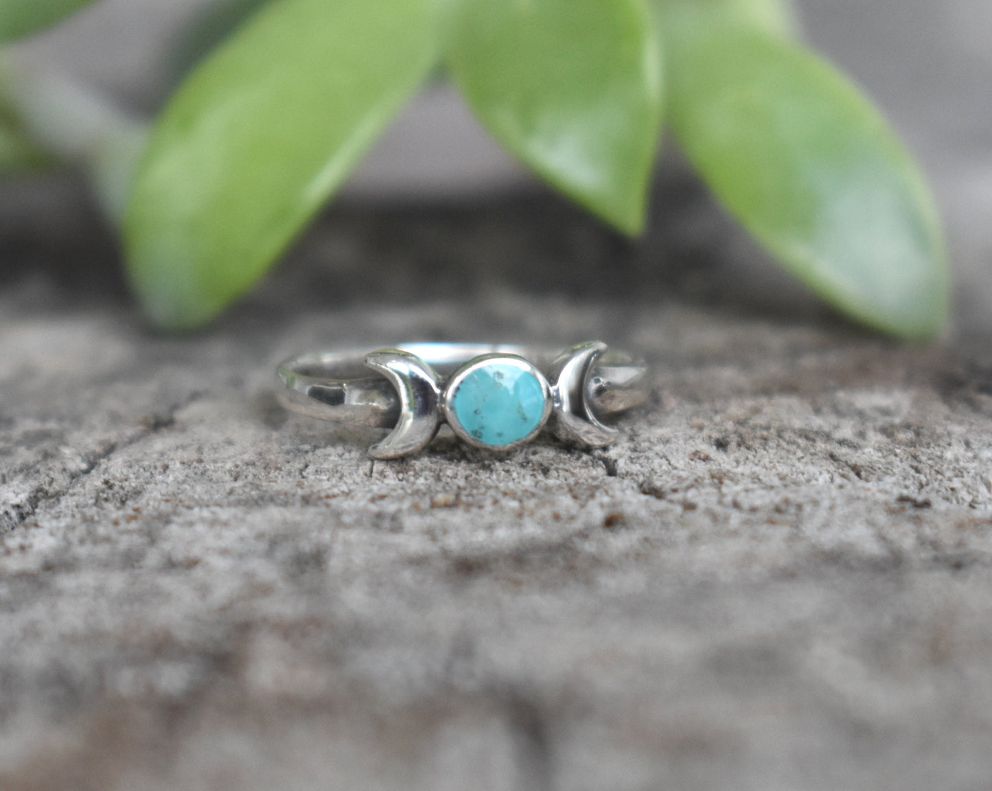 Turquoise Moon ring- Luna ring, Moon Phase Ring, Moon Jewelry, Silver Moon Ring