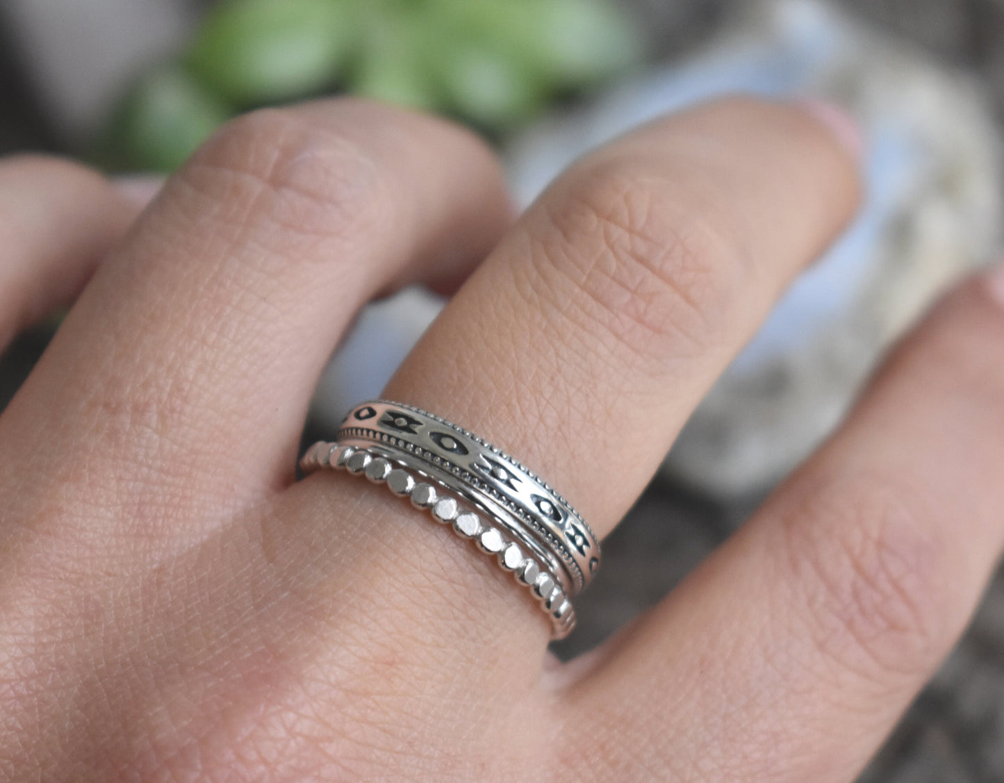 Aztec Rings- Southwestern Rings, Tribal Rings, Stacking Rings-Silver Rings