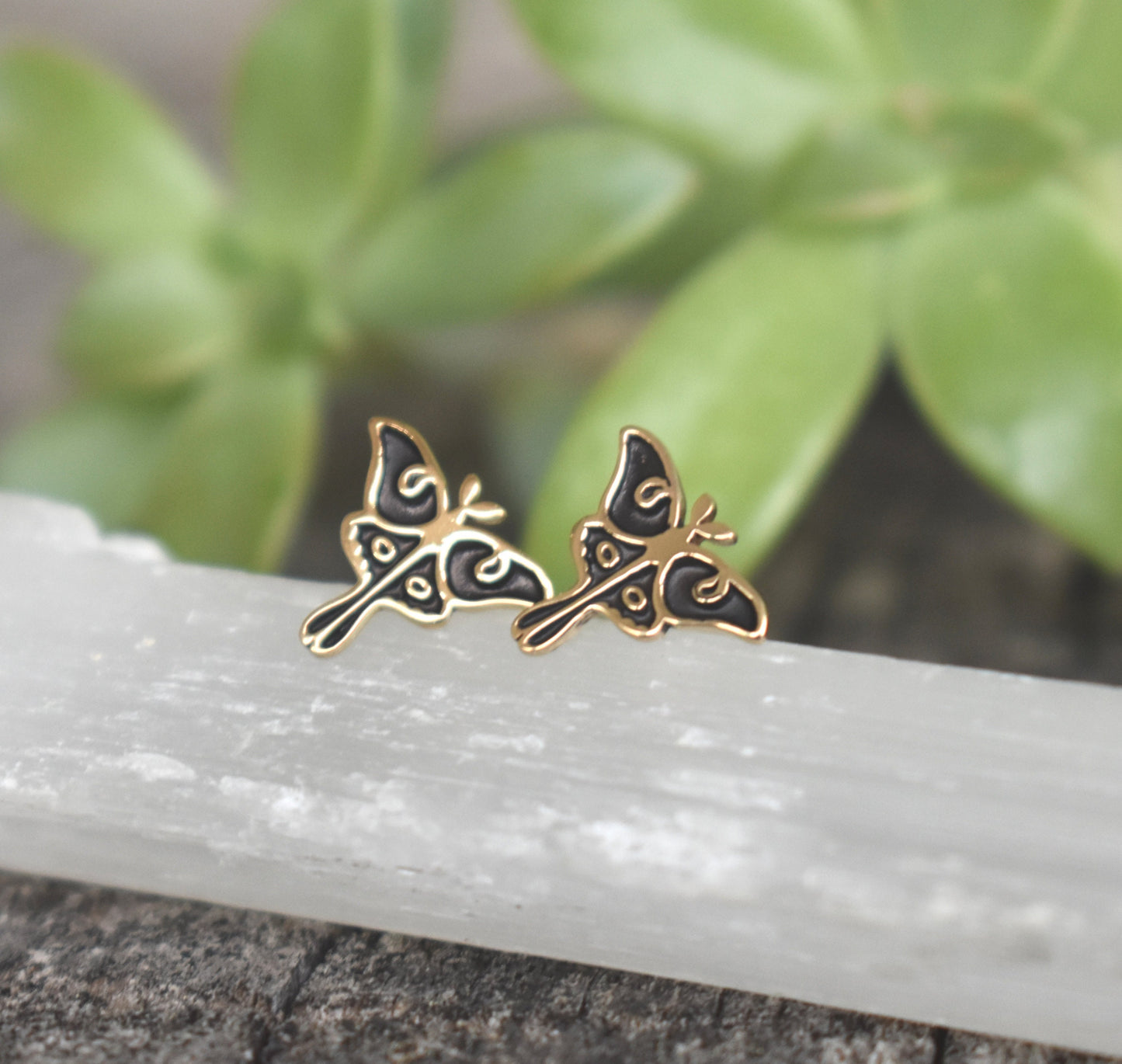 Luna Moth Earrings- Luna Moth Studs, Butterfly Earrings, Gold Moth Earrings