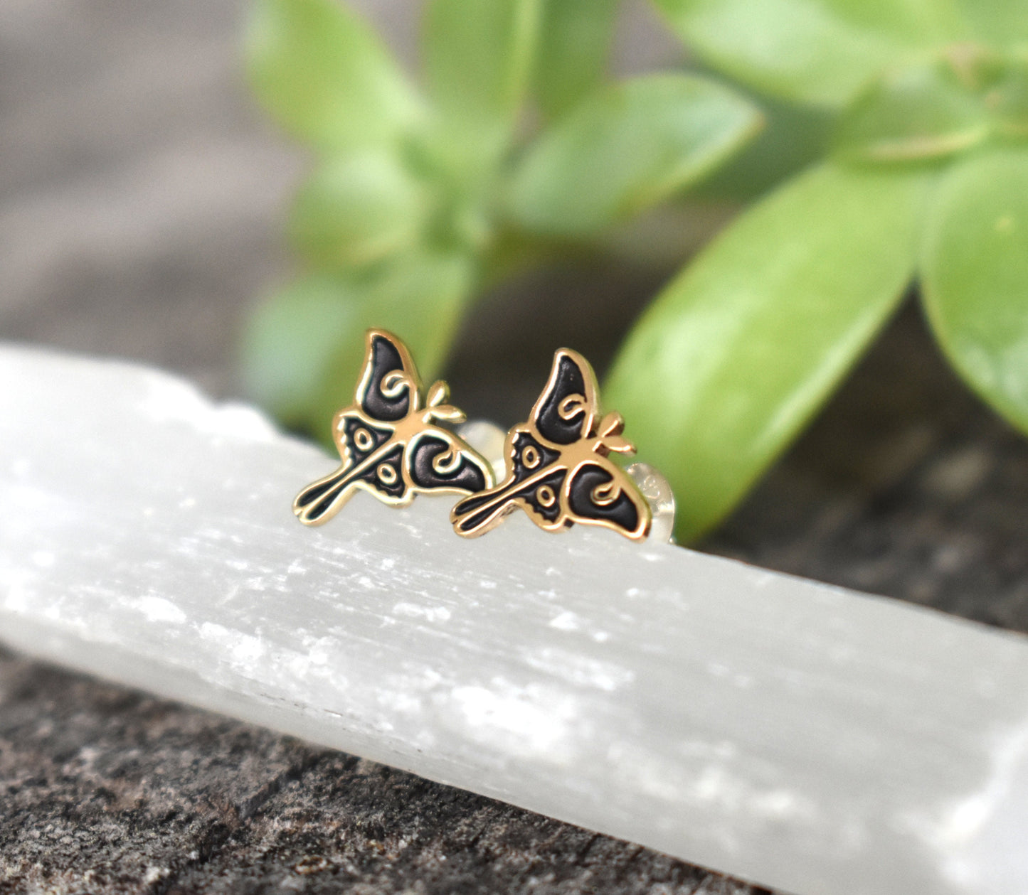 Luna Moth Earrings- Luna Moth Studs, Butterfly Earrings, Gold Moth Earrings
