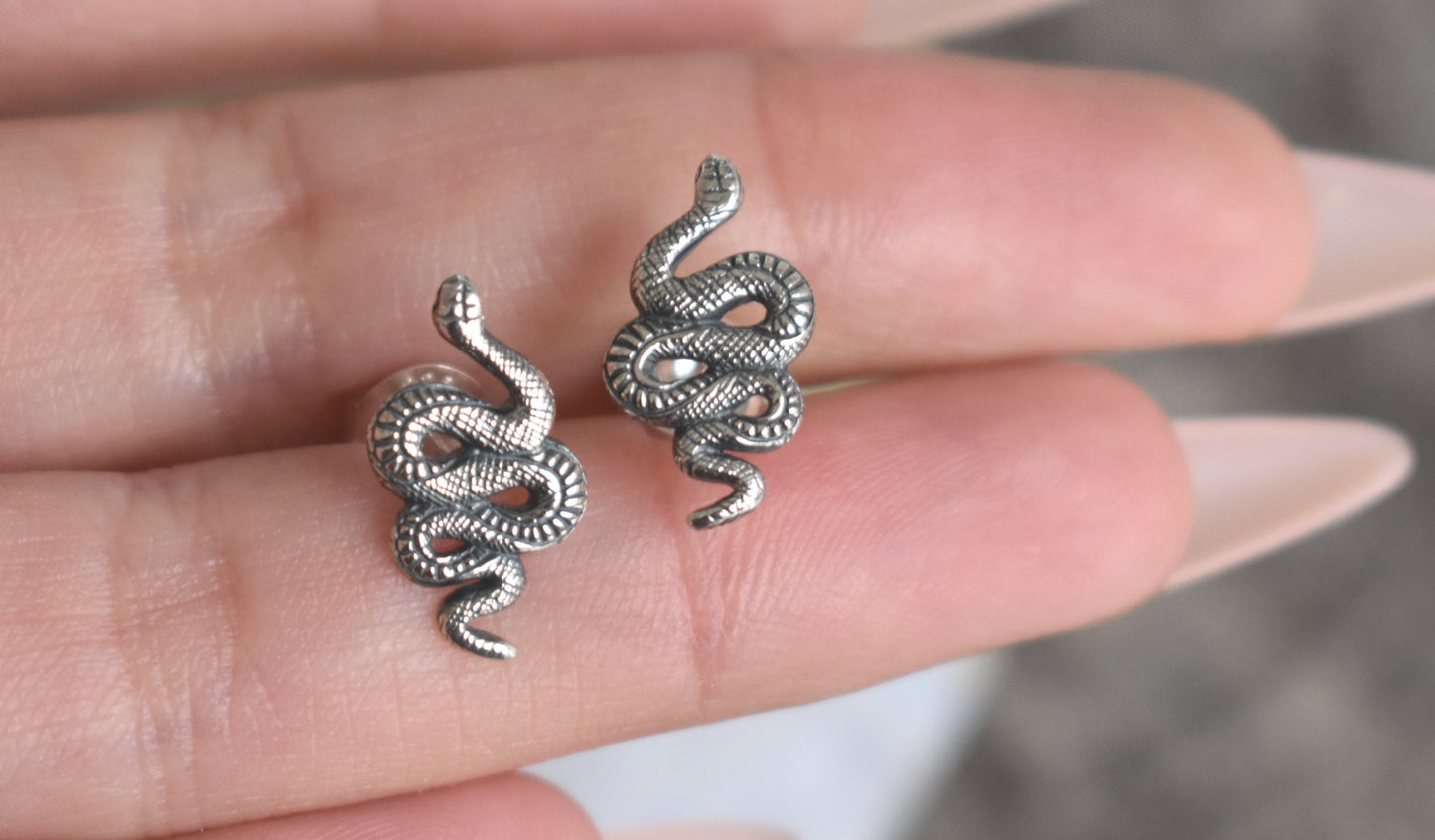 Snake Earrings- Snake Studs, Serpent Jewelry, Death/Rebirth, Witchy Earring