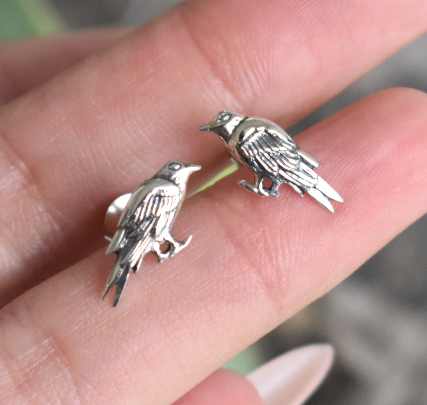 Raven Earrings- Raven Studs, Raven Jewelry, Nevermore, Edgar Allan Poe