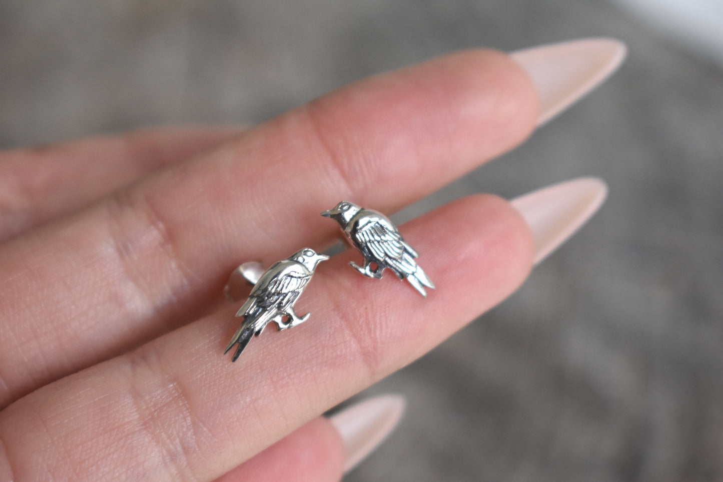 Raven Earrings- Raven Studs, Raven Jewelry, Nevermore, Edgar Allan Poe