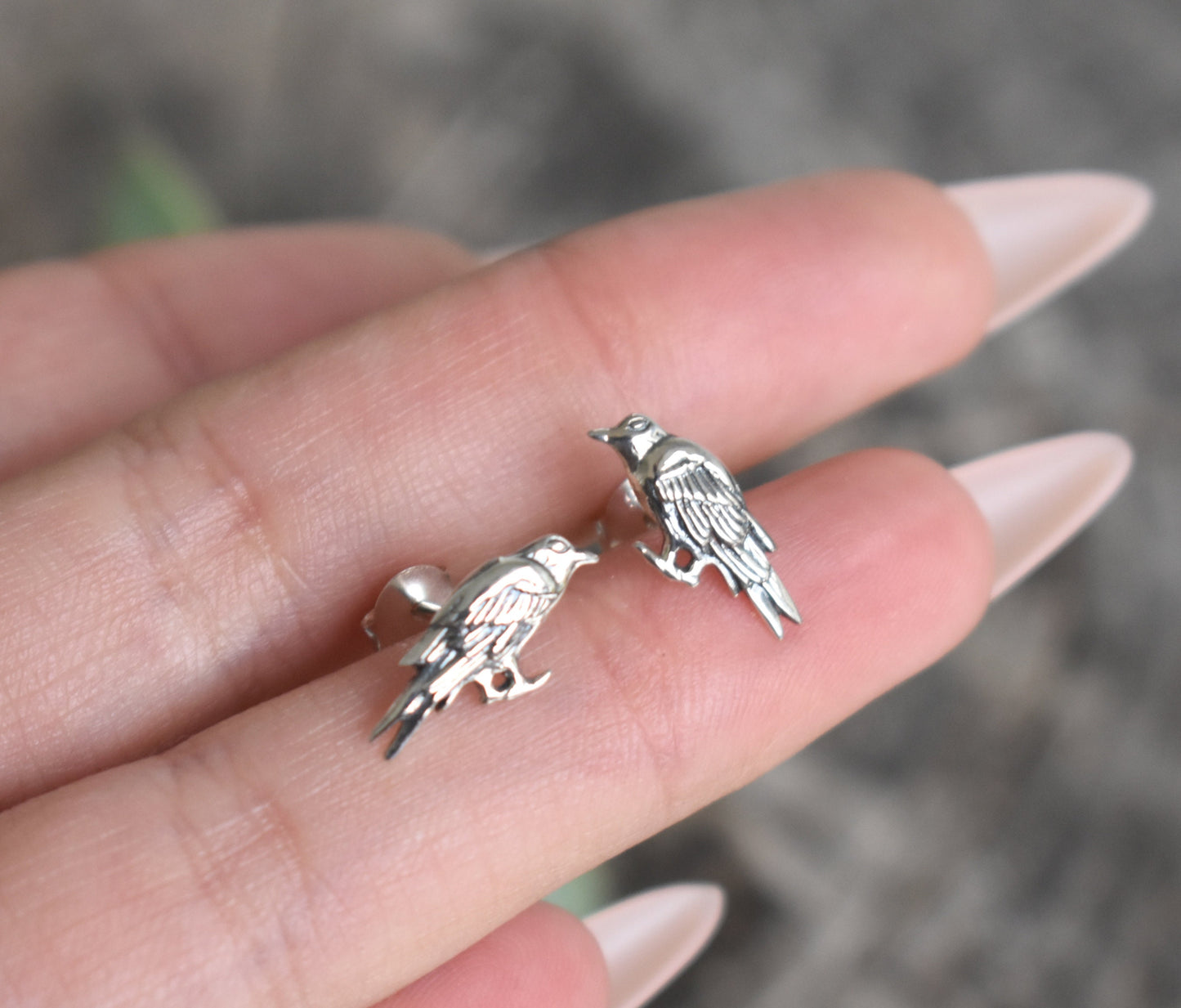 Raven Earrings- Raven Studs, Raven Jewelry, Nevermore, Edgar Allan Poe