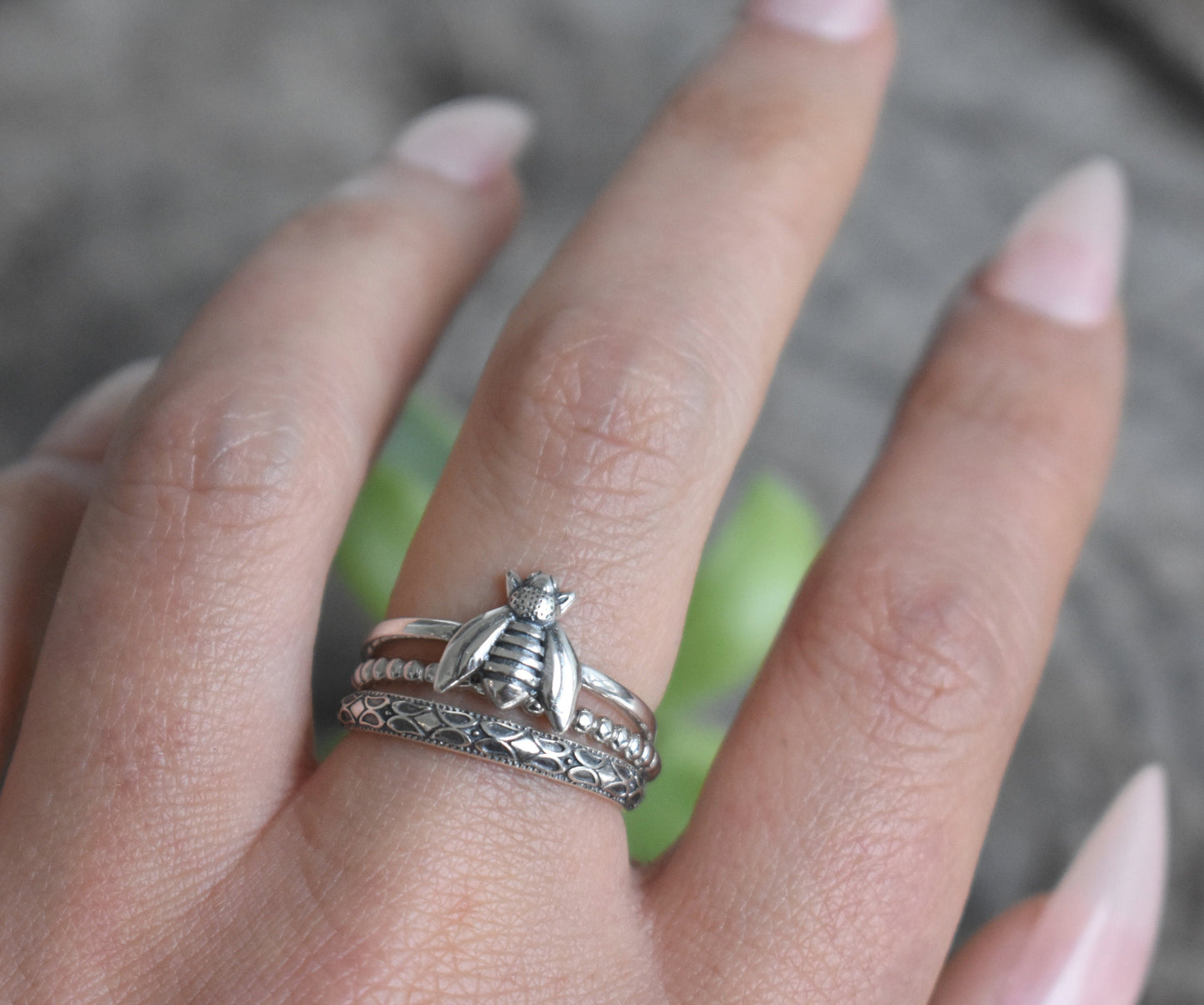 Bee ring- Sterling Silver Bee, Silver Rings, Bee Jewelry, Bee Lovers