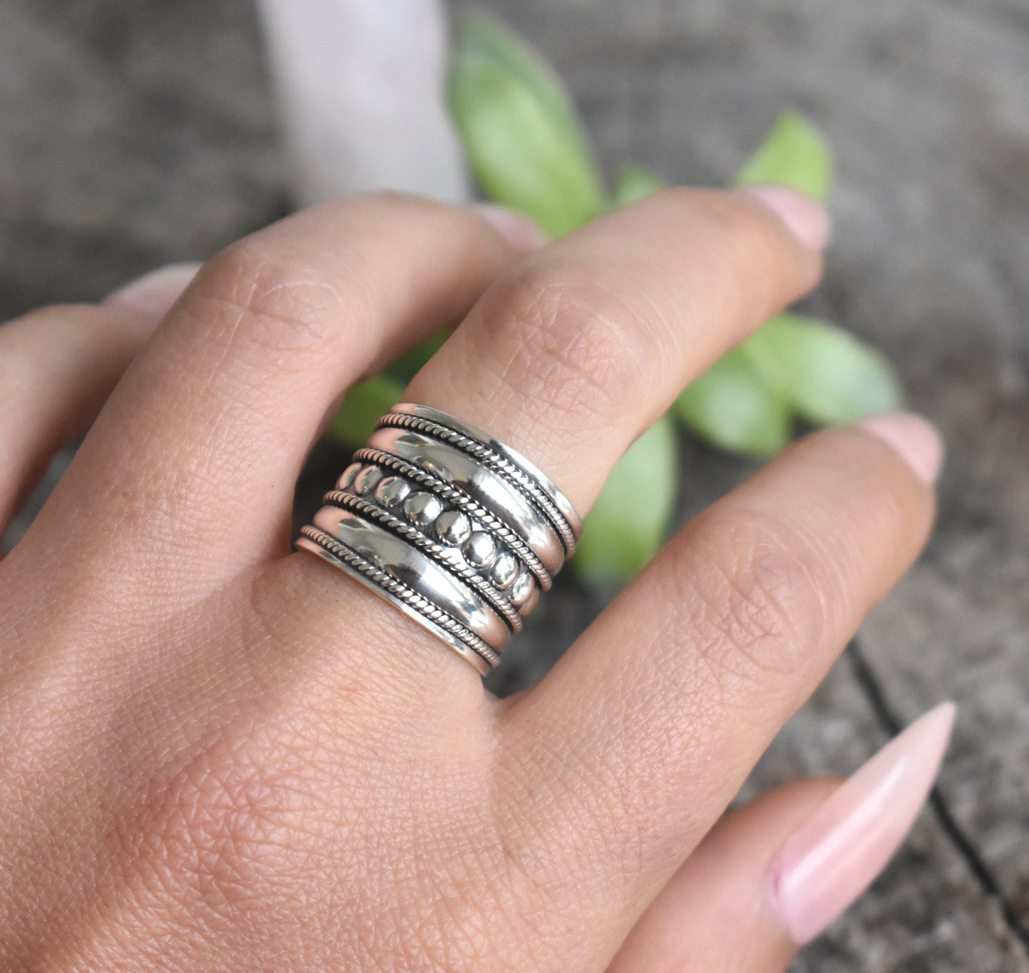Bali Ring- Wide Statement Ring, Wide Band, Thumb Ring-Silver Ring