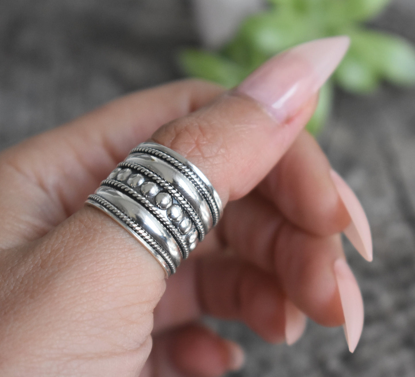 Bali Ring- Wide Statement Ring, Wide Band, Thumb Ring-Silver Ring
