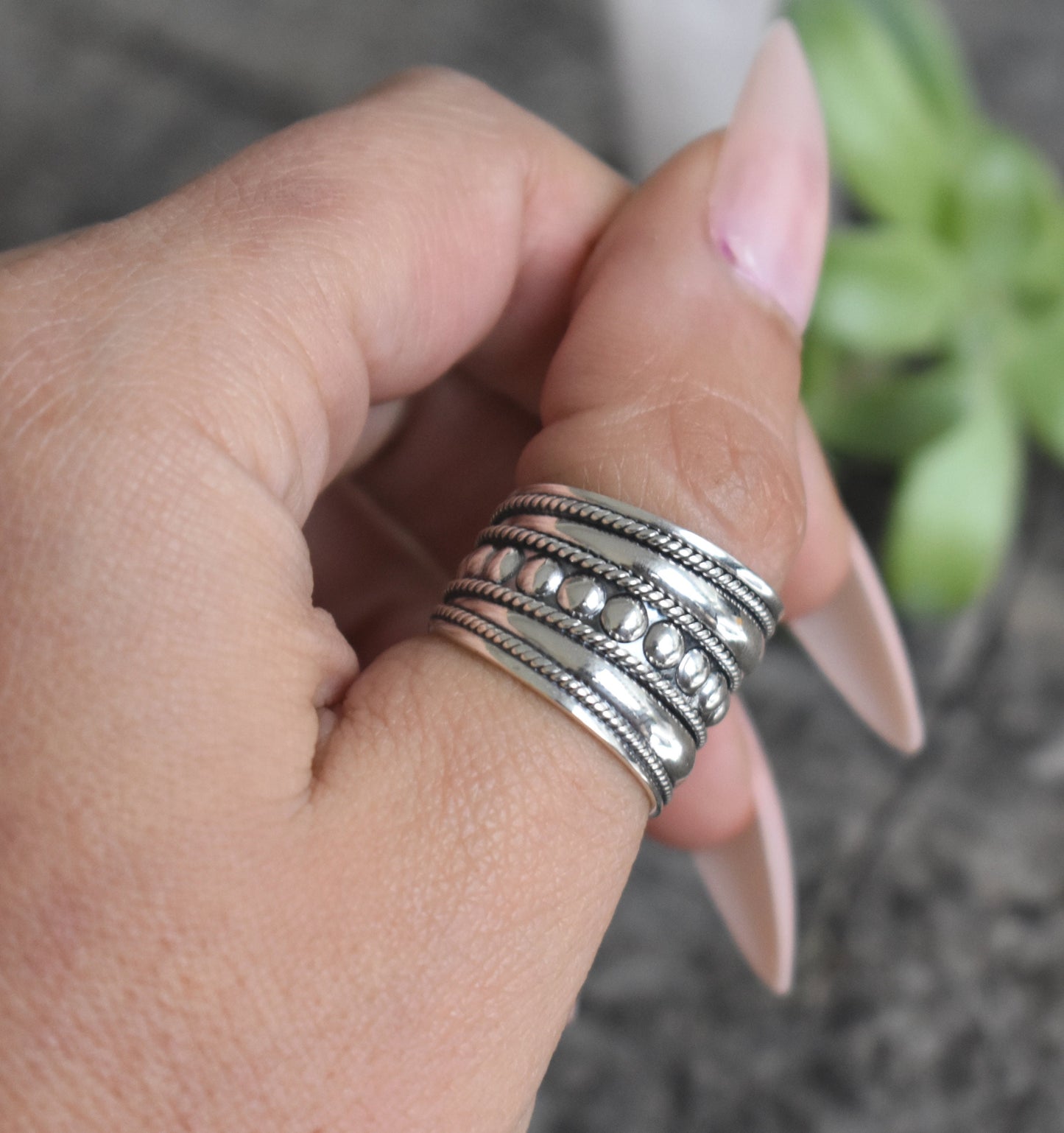 Bali Ring- Wide Statement Ring, Wide Band, Thumb Ring-Silver Ring