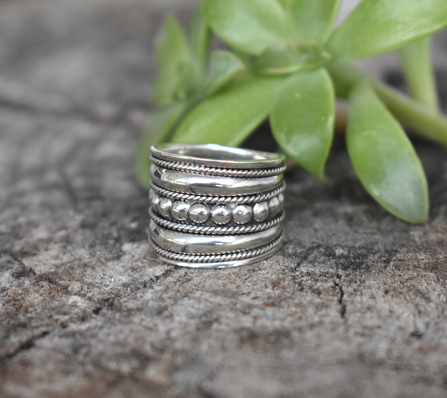 Bali Ring- Wide Statement Ring, Wide Band, Thumb Ring-Silver Ring