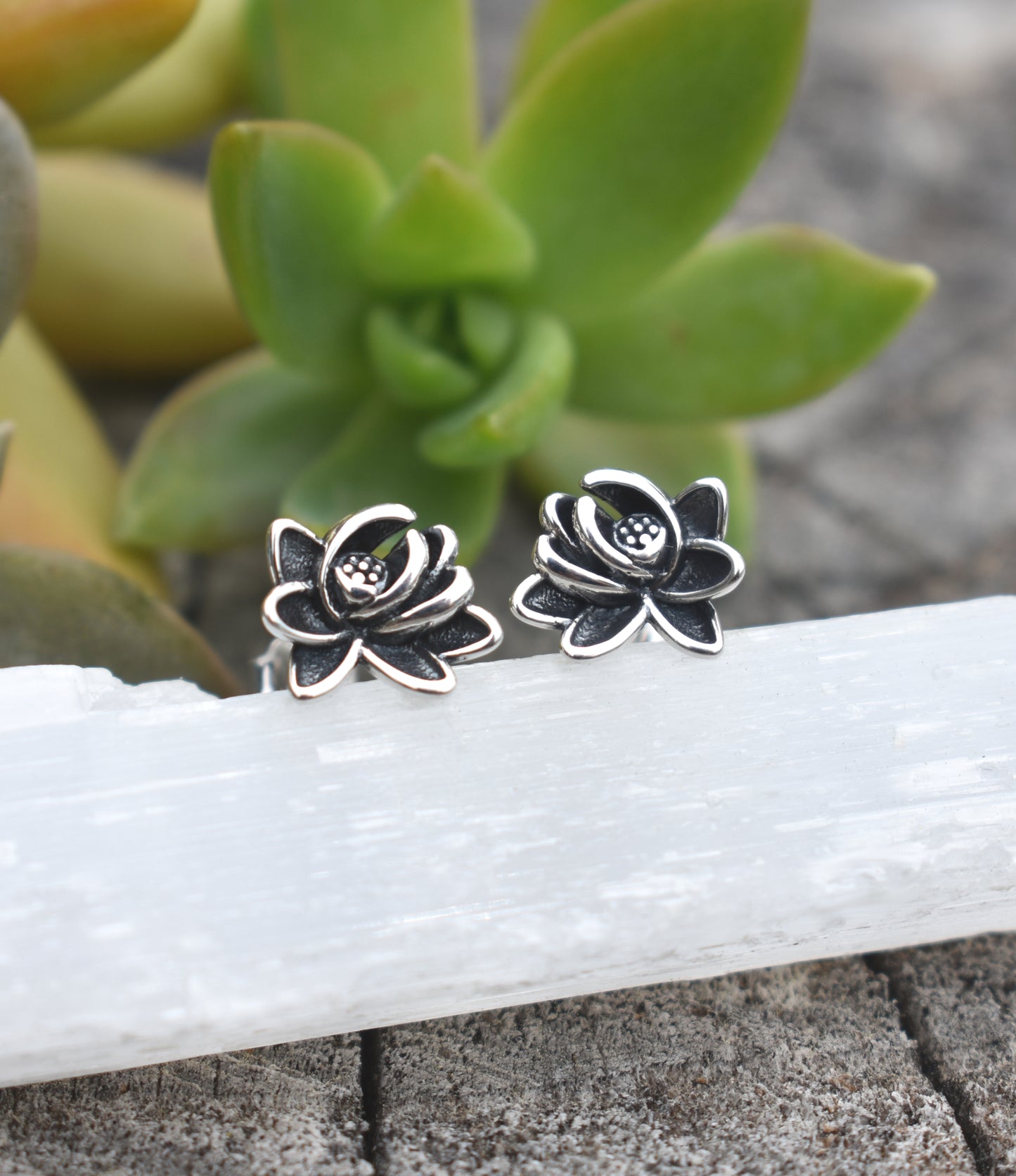 Lotus Flower Earrings- Lotus Studs- Sterling Silver, Yoga Earrings, Spiritual Rebirth