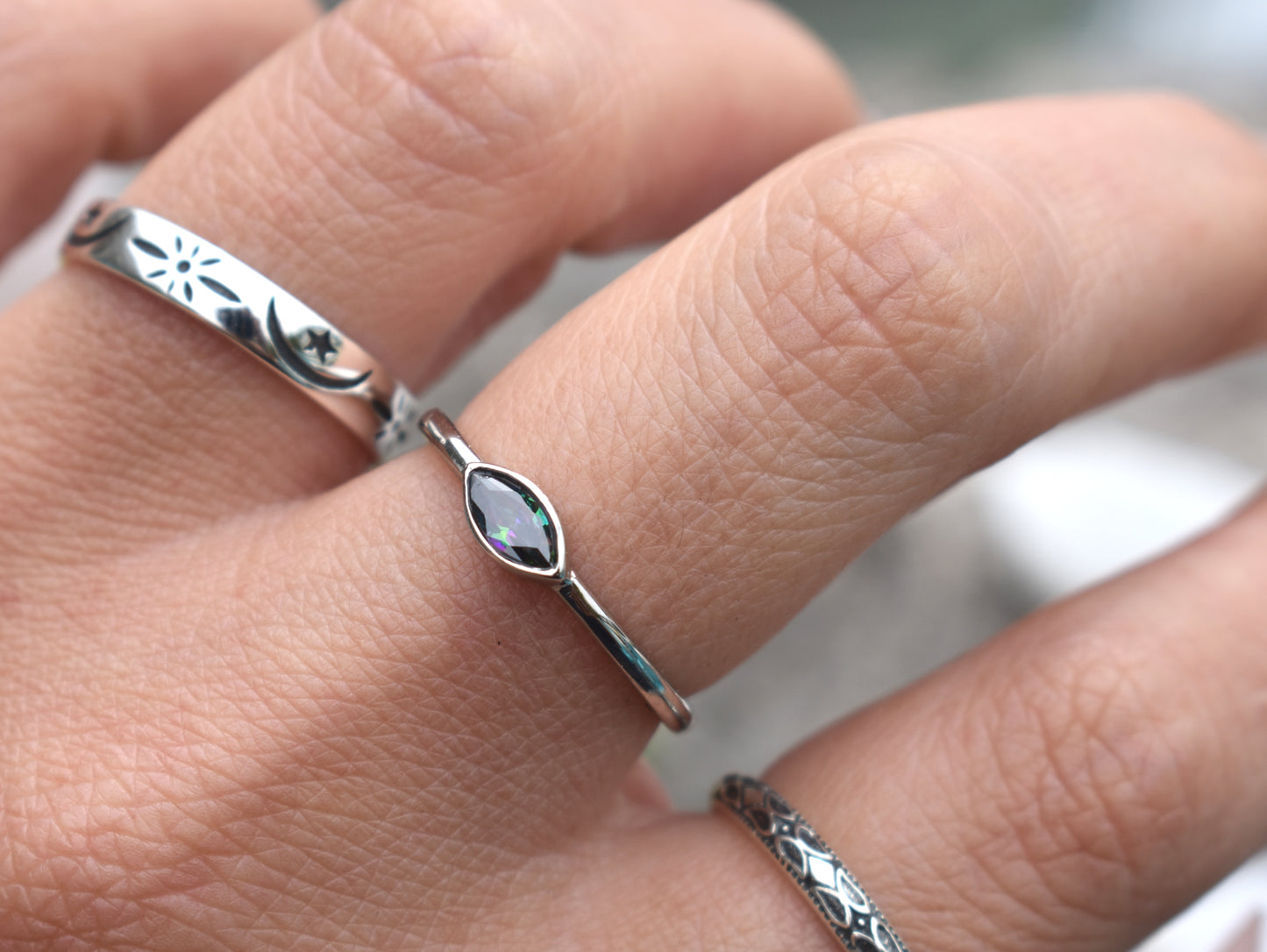 Mystic Topaz Ring- Evil Eye ring, Silver Ring, All Seeing Eye- Witchy ring, Marquise Ring
