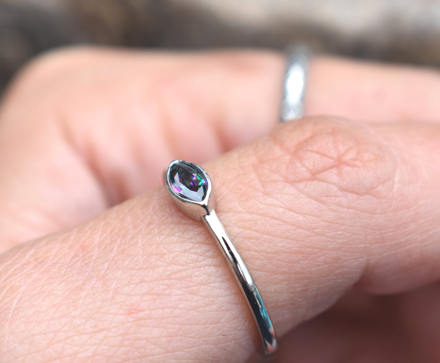 Mystic Topaz Ring- Evil Eye ring, Silver Ring, All Seeing Eye- Witchy ring, Marquise Ring