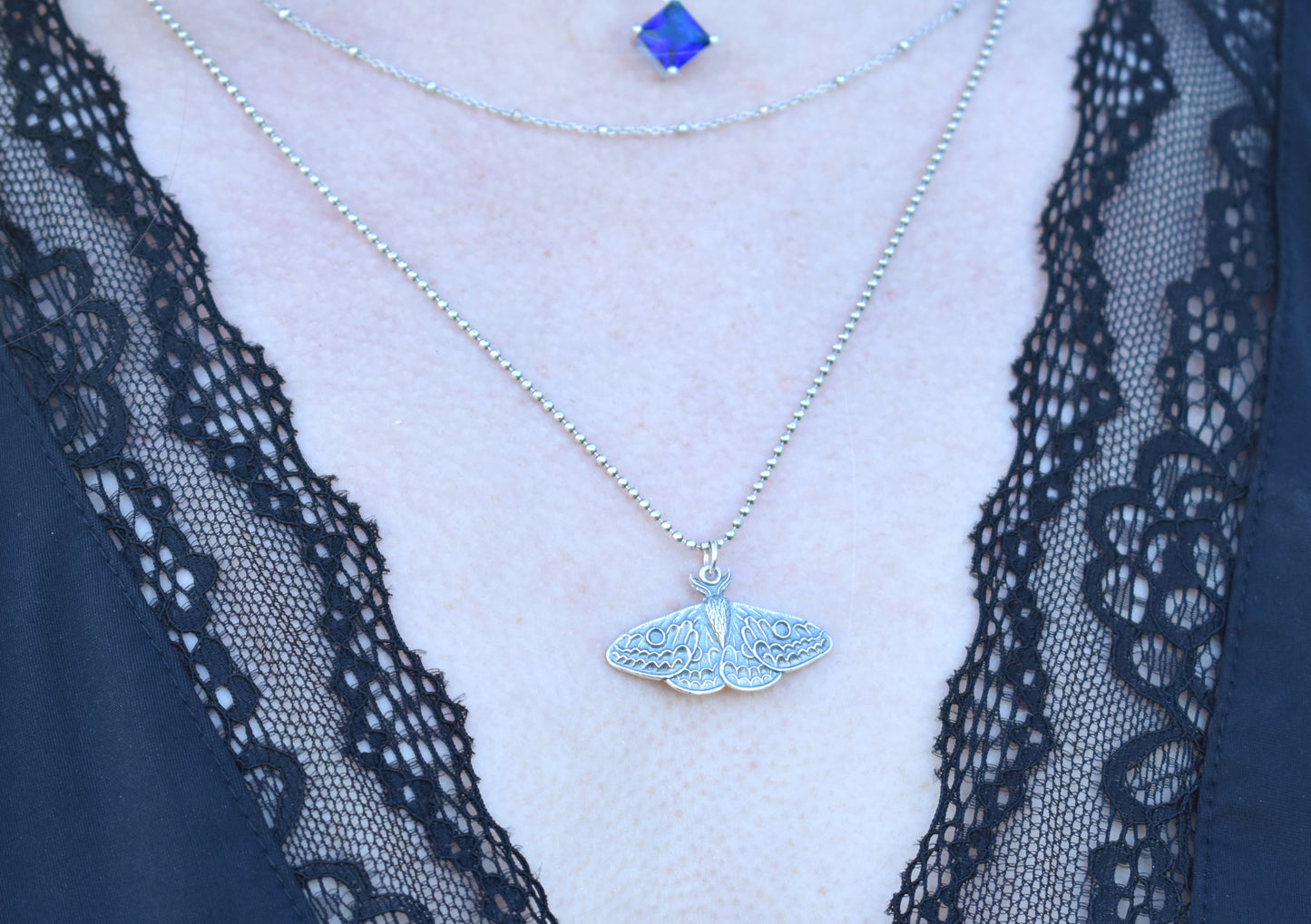 Moth Necklace- Moth Jewelry, Butterfly Necklace, Forest Necklace- Silver Necklace
