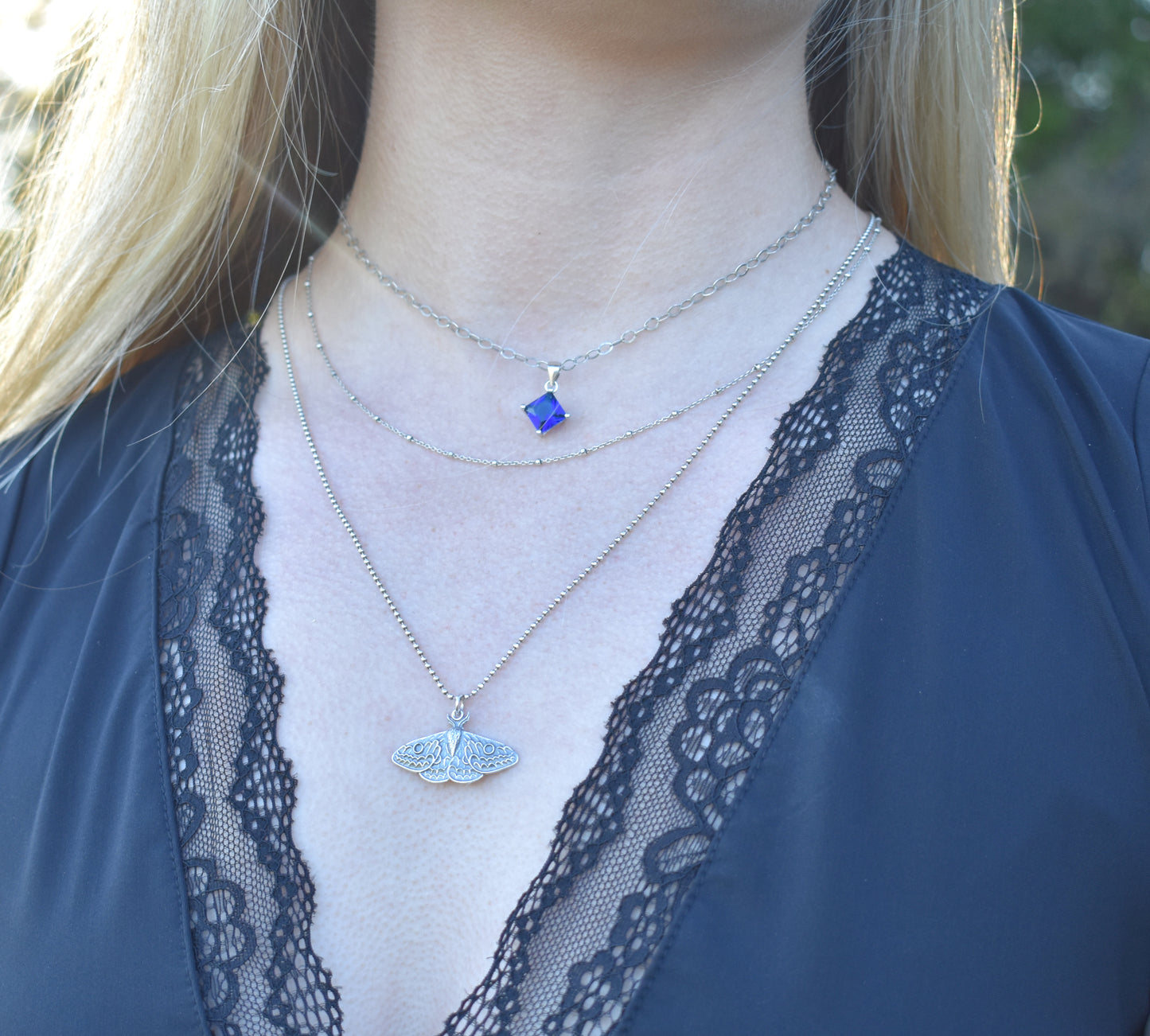 Moth Necklace- Moth Jewelry, Butterfly Necklace, Forest Necklace- Silver Necklace