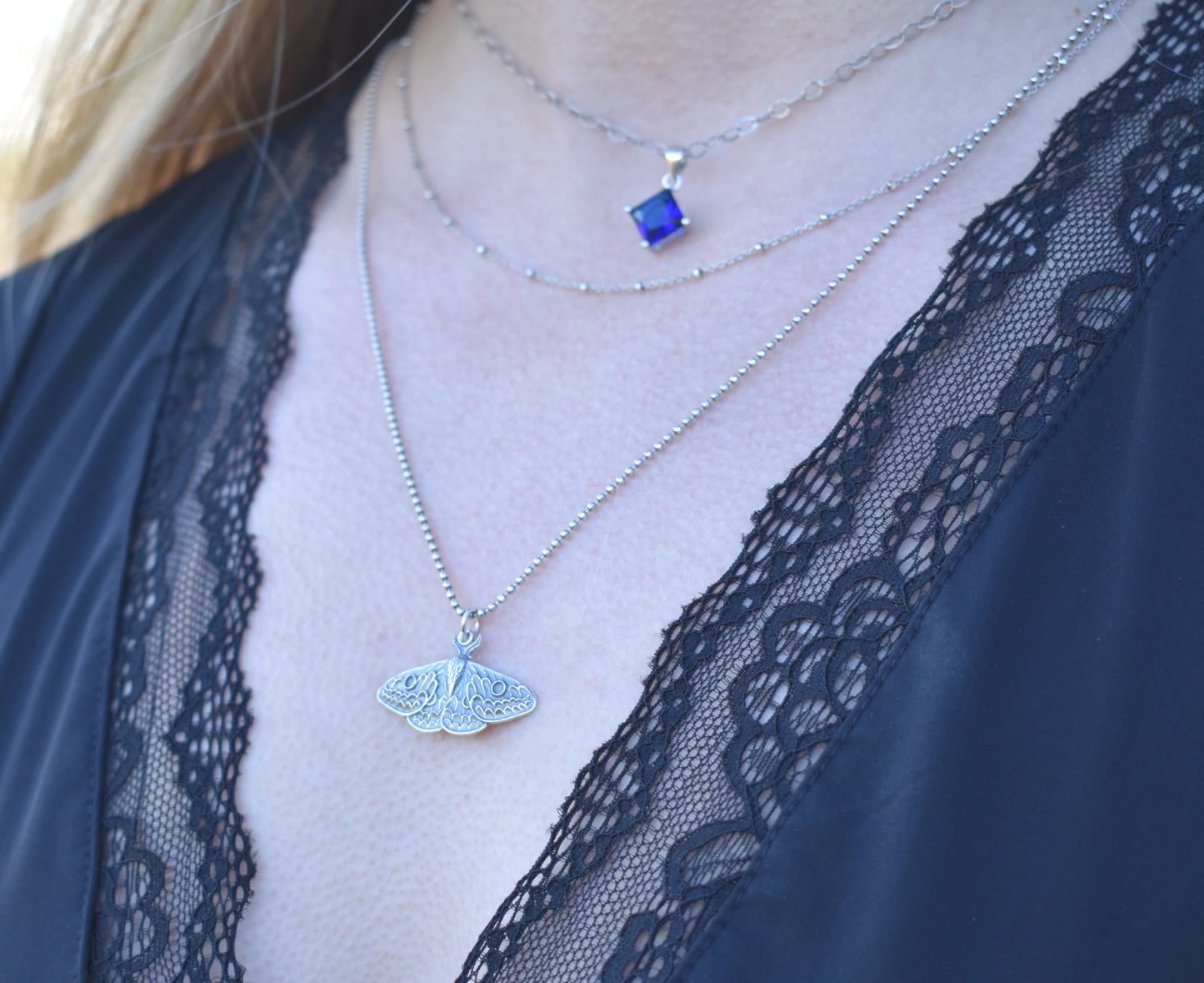 Moth Necklace- Moth Jewelry, Butterfly Necklace, Forest Necklace- Silver Necklace