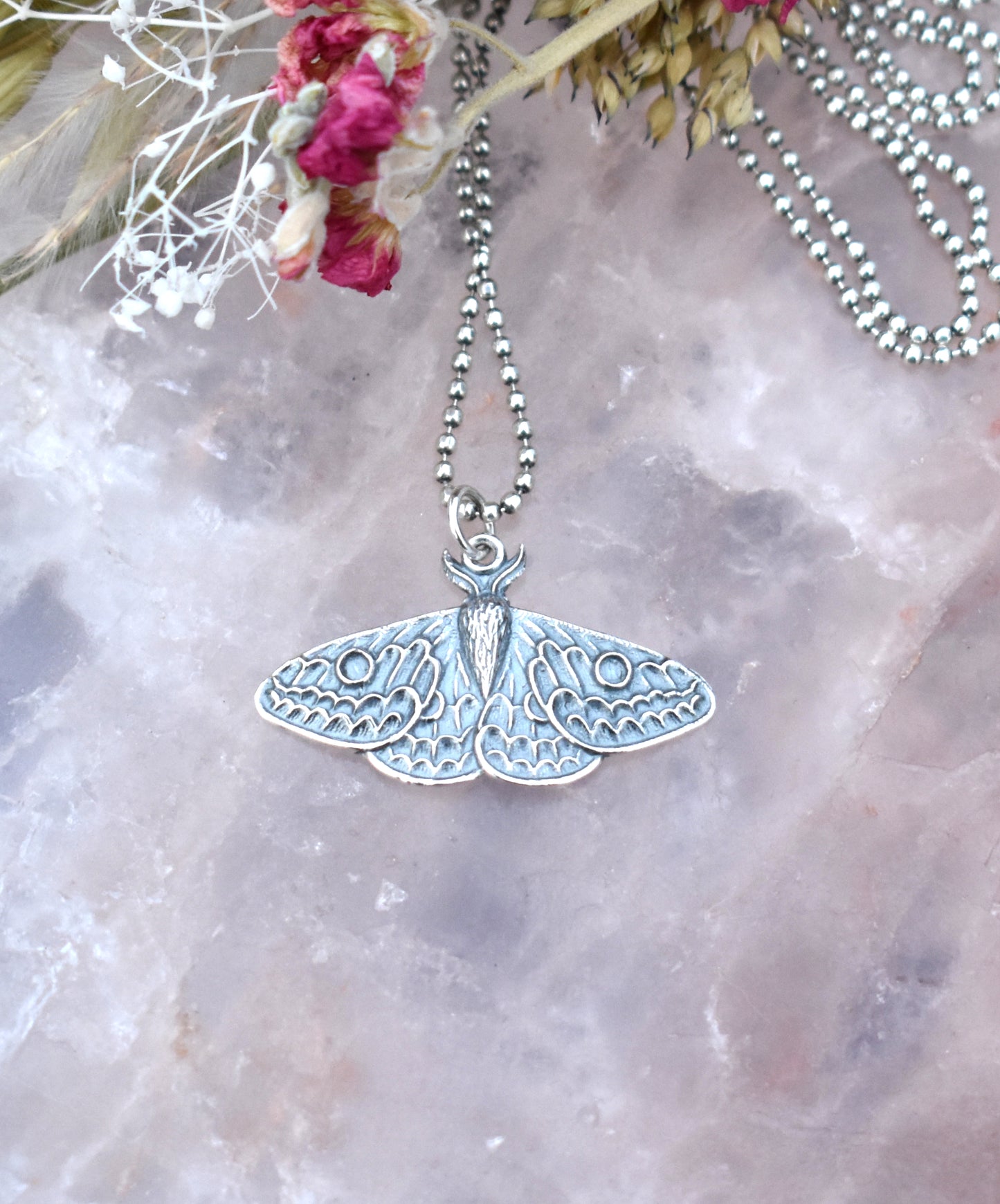 Moth Necklace- Moth Jewelry, Butterfly Necklace, Forest Necklace- Silver Necklace