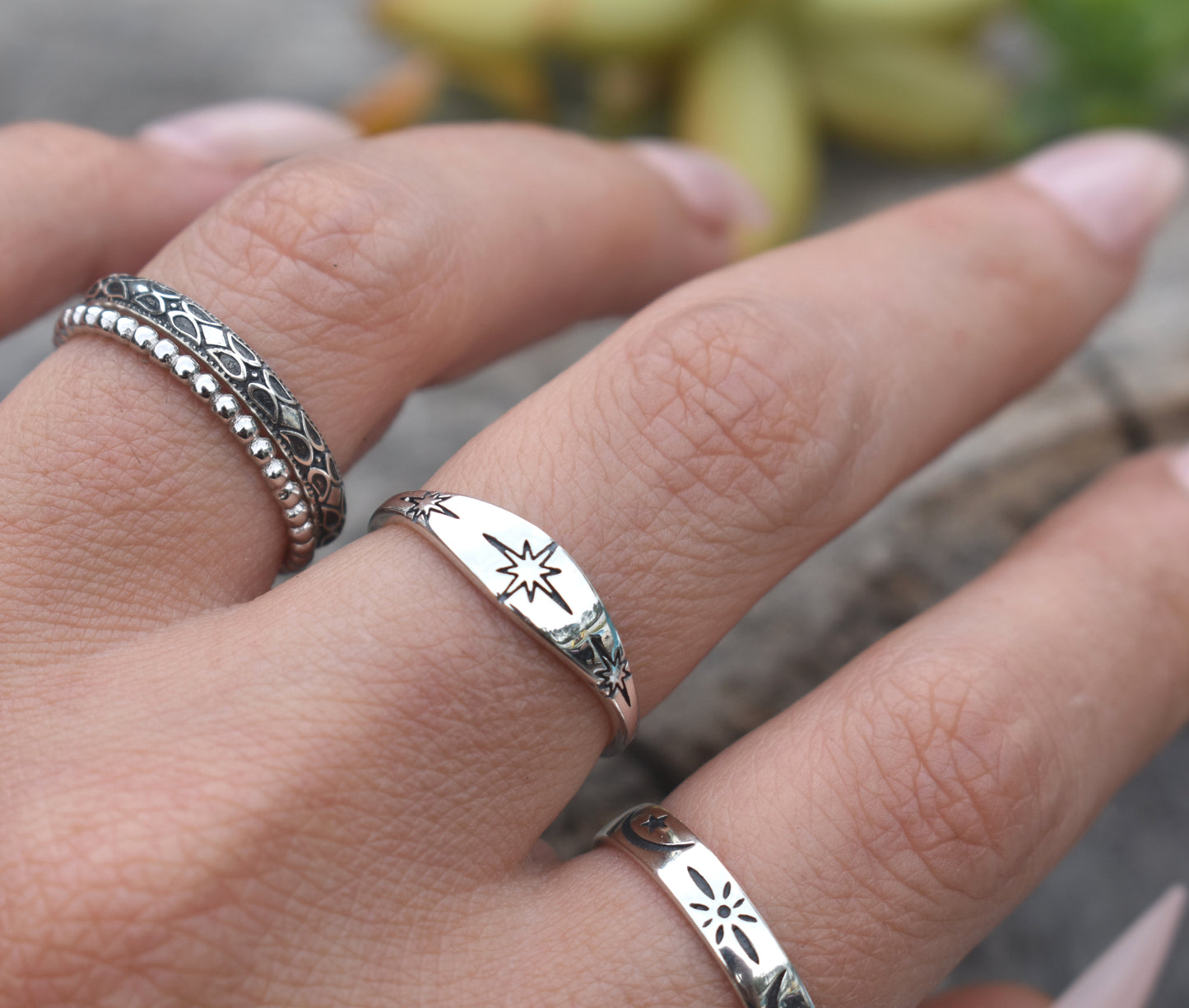 North Star Ring- Witchy Ring, Silver Star Ring, Star Jewelry-Sterling Silver Ring