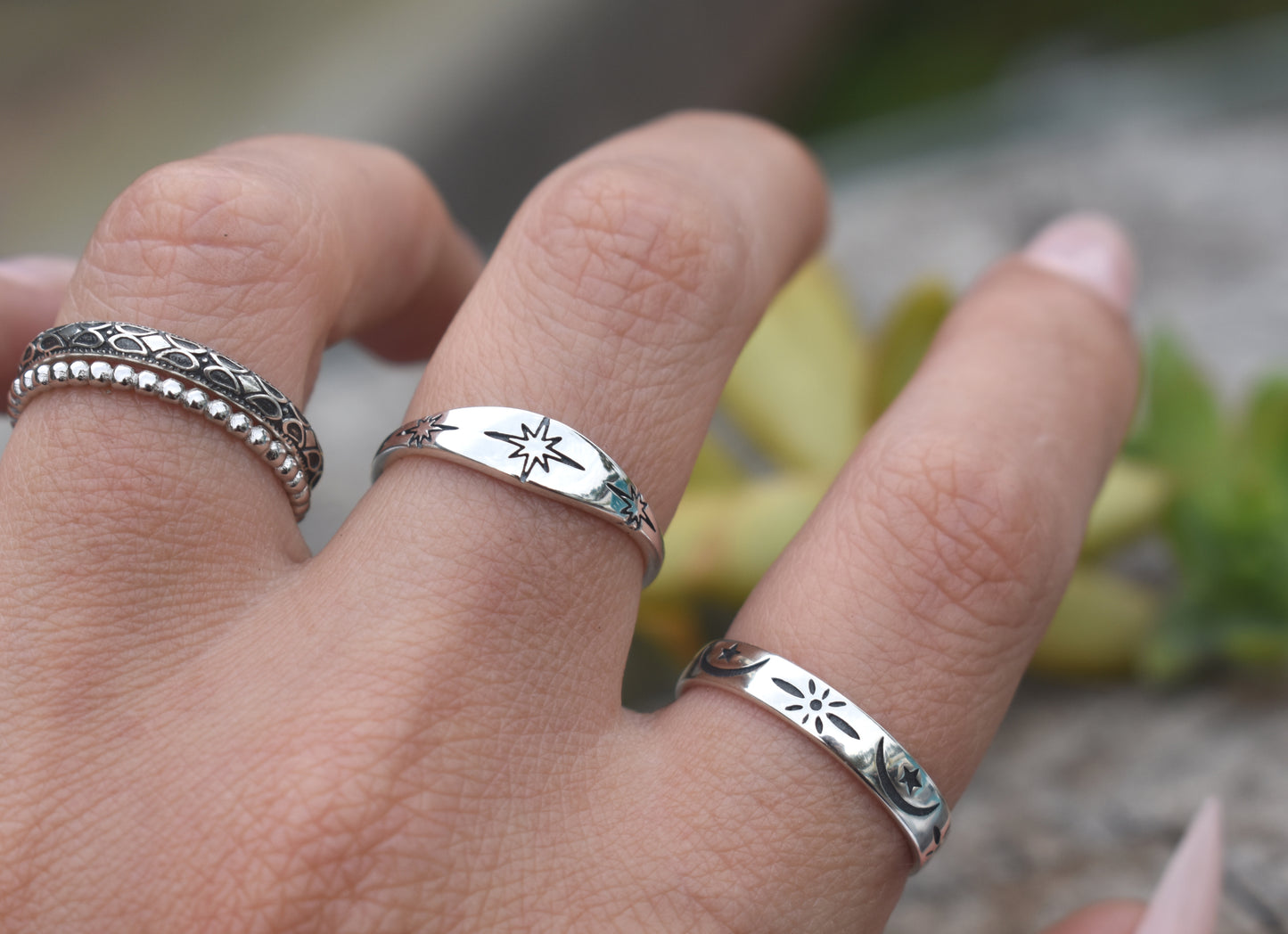 North Star Ring- Witchy Ring, Silver Star Ring, Star Jewelry-Sterling Silver Ring