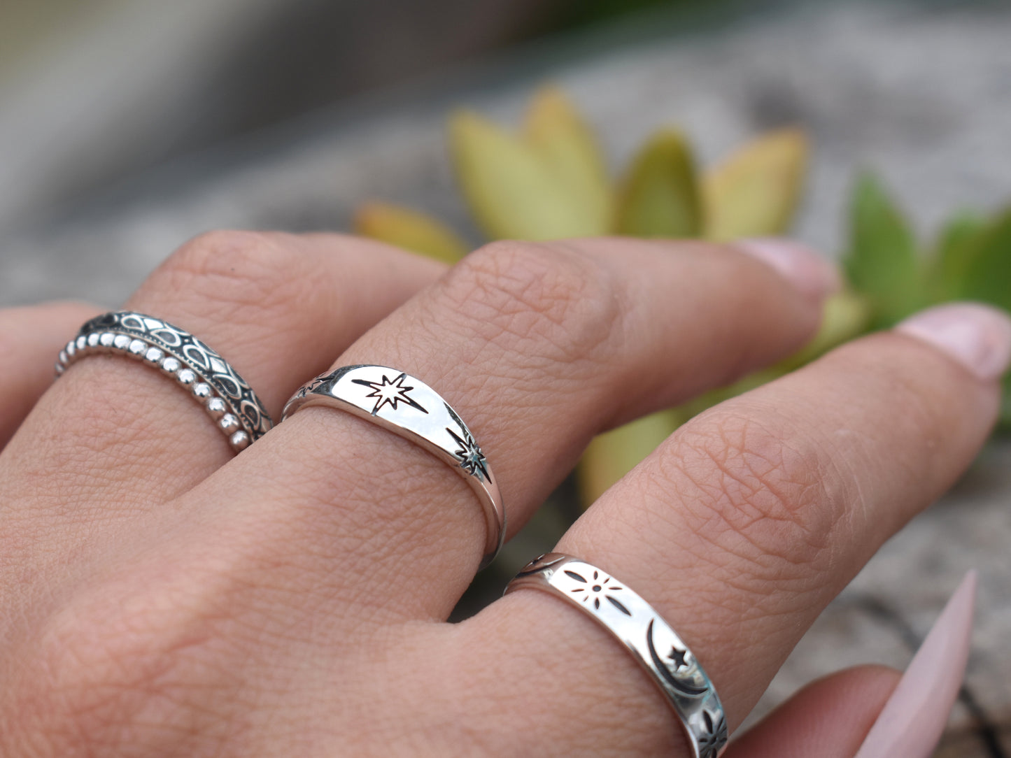 North Star Ring- Witchy Ring, Silver Star Ring, Star Jewelry-Sterling Silver Ring