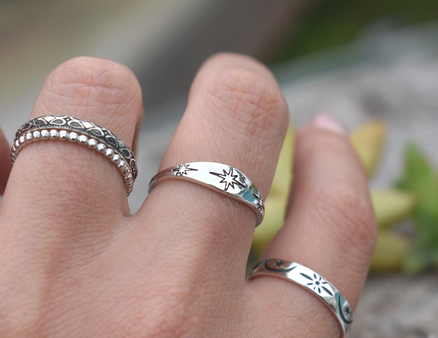 North Star Ring- Witchy Ring, Silver Star Ring, Star Jewelry-Sterling Silver Ring