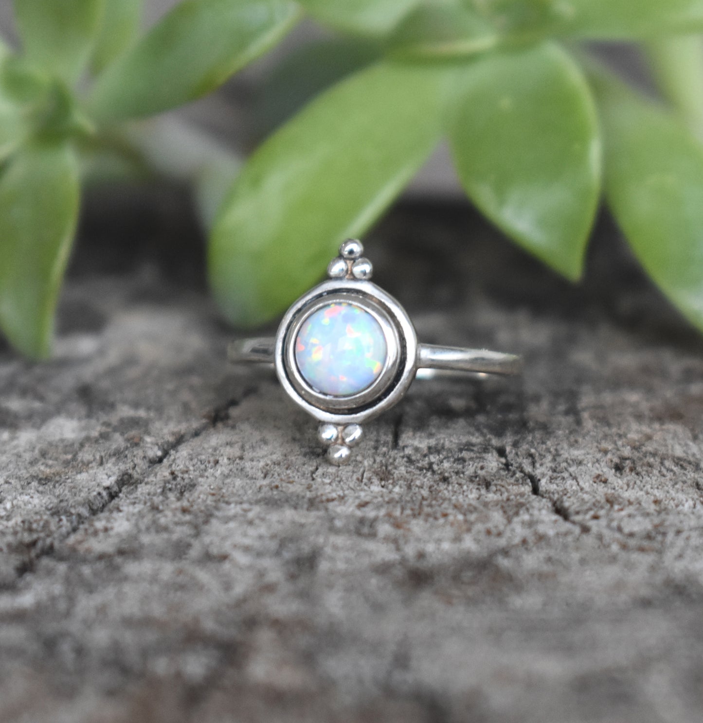 Opal Ring- Opal Engagement Ring, October Birthstone Ring-Chevron Ring