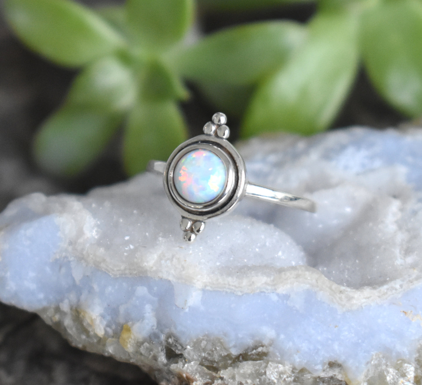 Opal Ring- Opal Engagement Ring, October Birthstone Ring-Chevron Ring