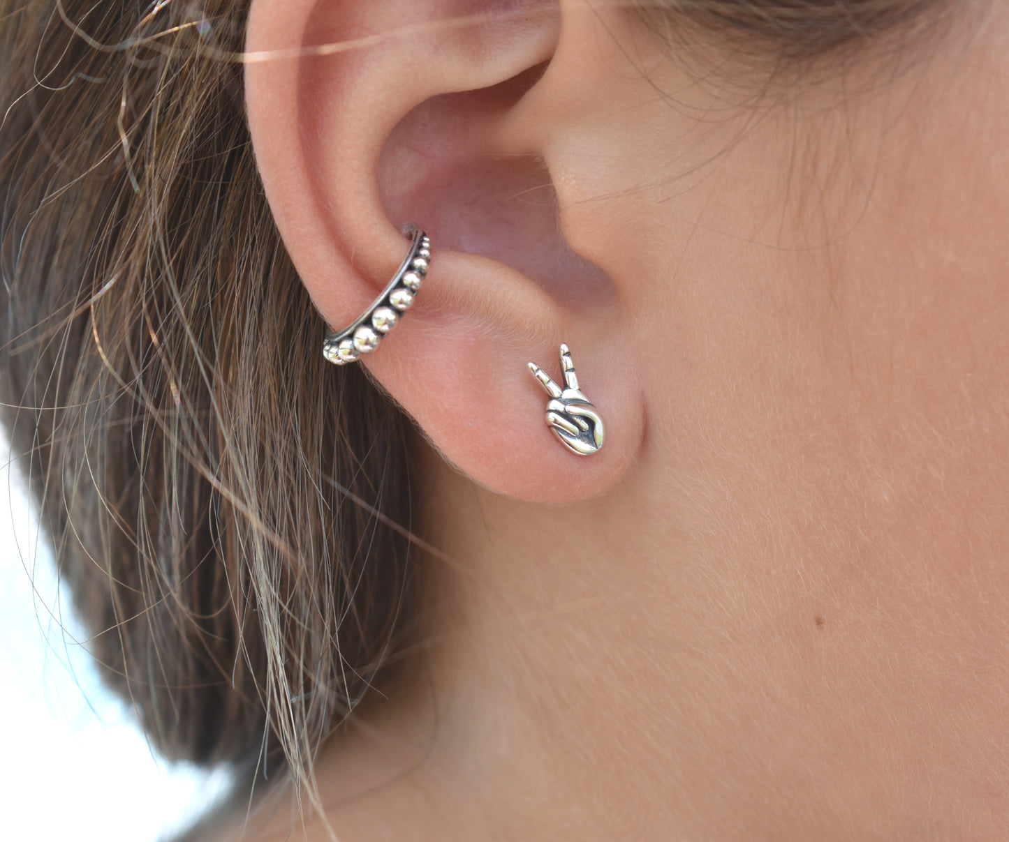 Peace Sign Earrings-Sterling SIilver, Dainty Earrings, Hippie Vibe-Peace Symbol