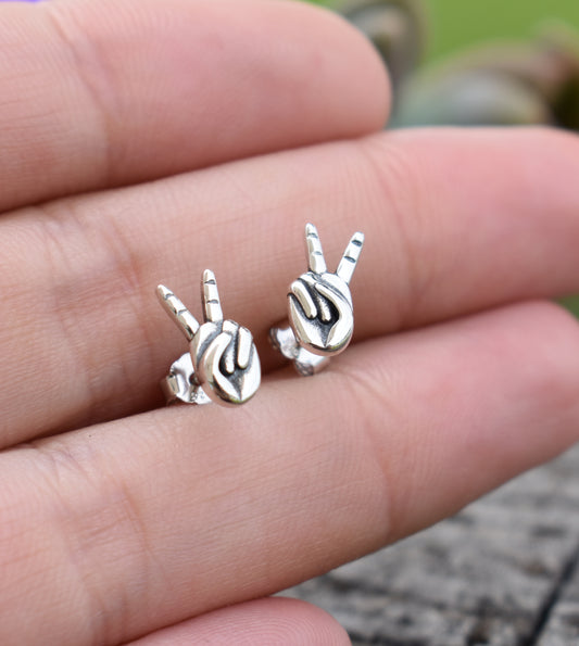 Peace Sign Earrings-Sterling SIilver, Dainty Earrings, Hippie Vibe-Peace Symbol