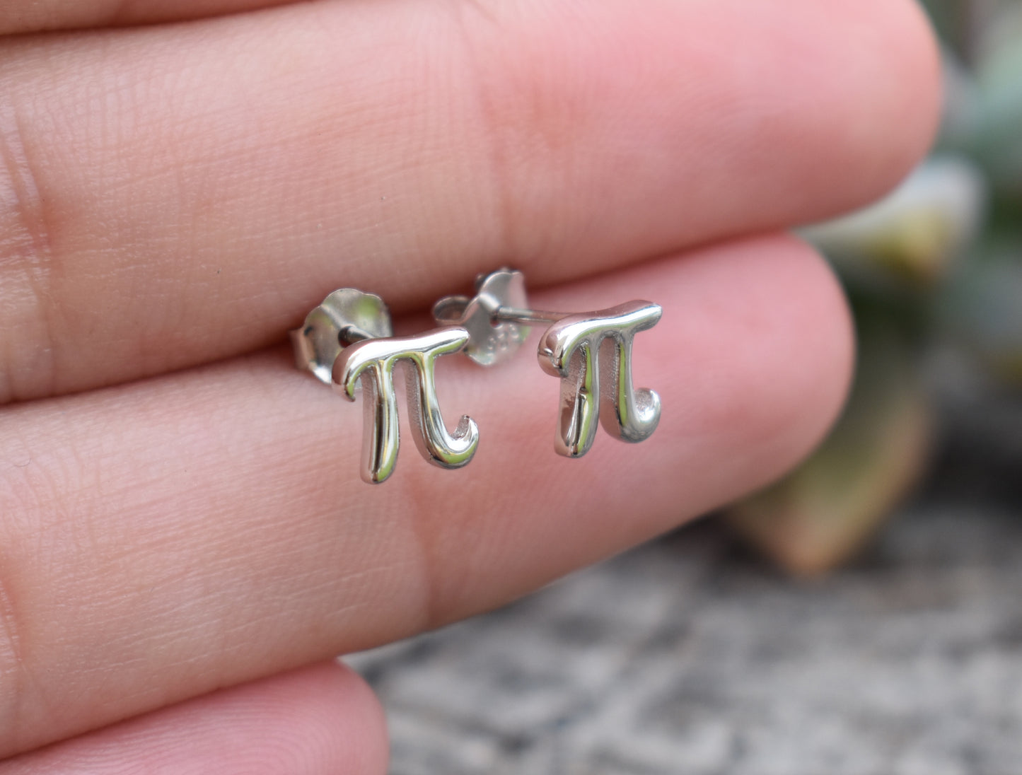 Pi Stud Earrings-Math Gifts, Pi Day-Sterling Silver earrings
