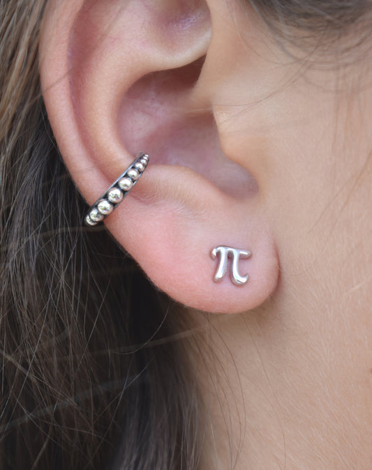 Pi Stud Earrings-Math Gifts, Pi Day-Sterling Silver earrings
