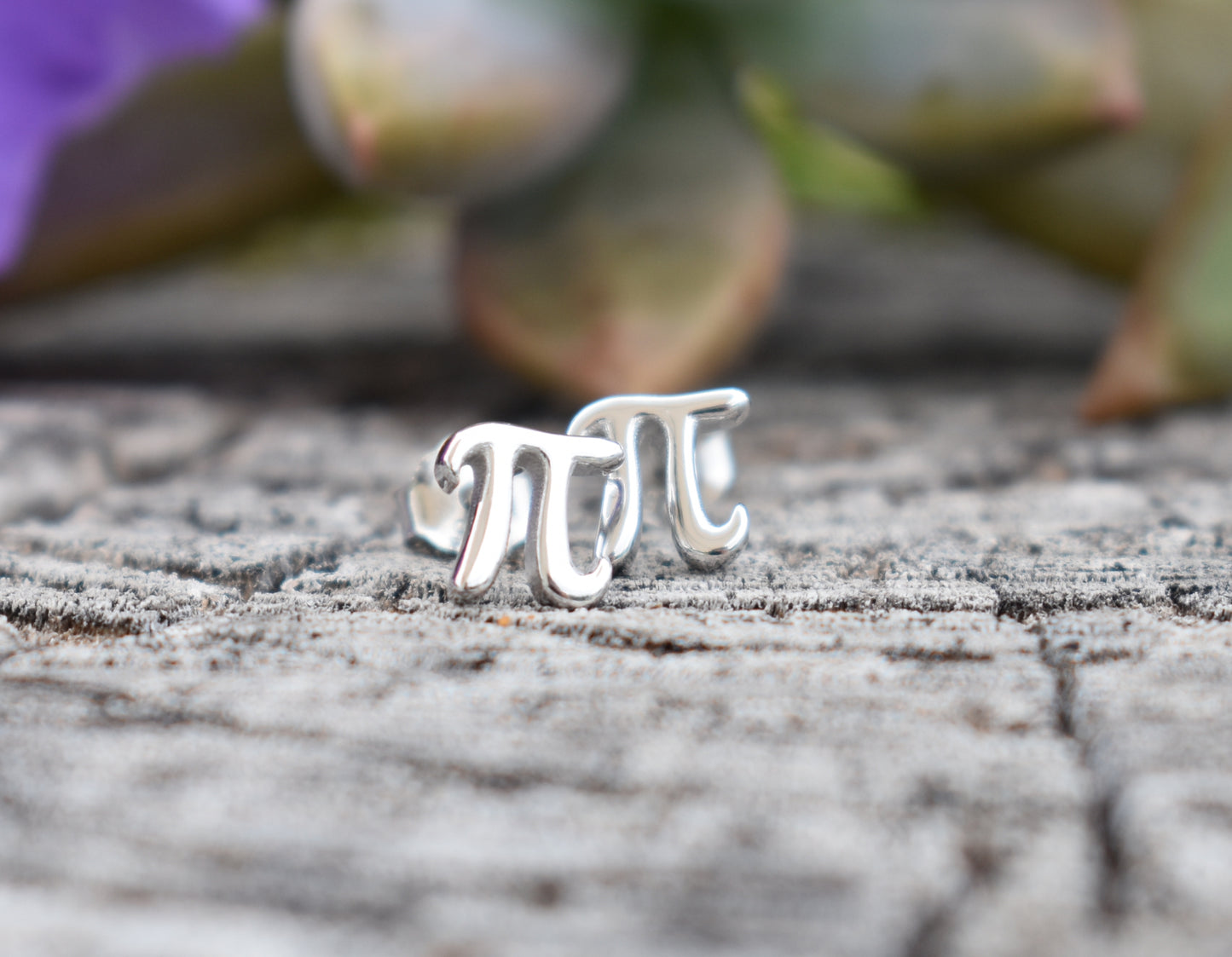 Pi Stud Earrings-Math Gifts, Pi Day-Sterling Silver earrings