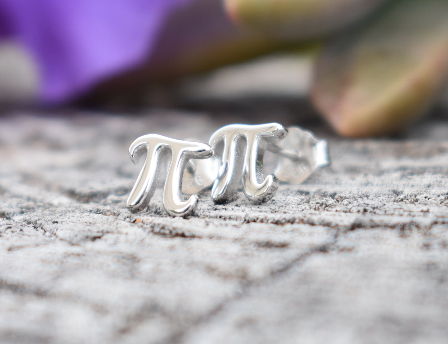 Pi Stud Earrings-Math Gifts, Pi Day-Sterling Silver earrings