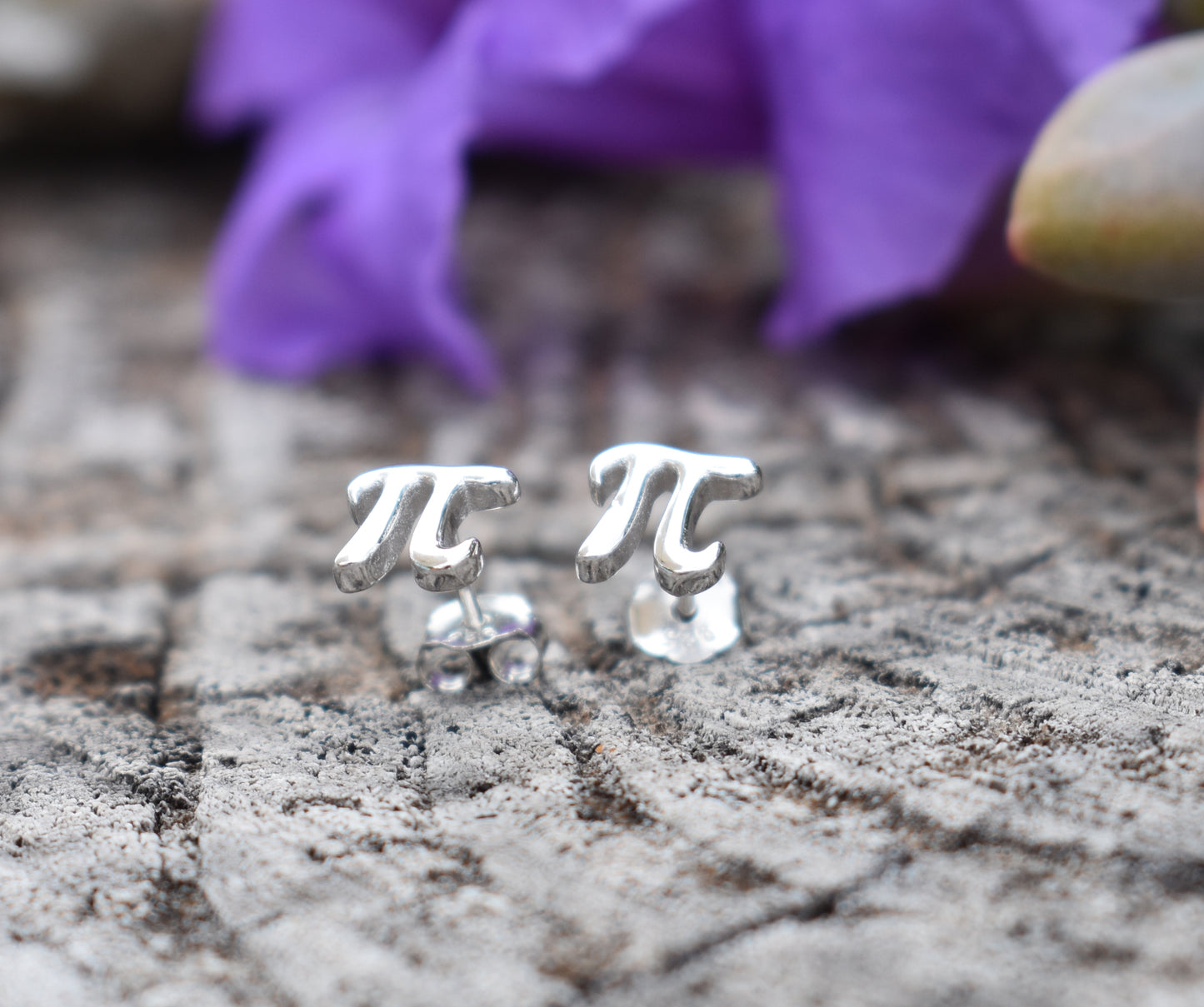 Pi Stud Earrings-Math Gifts, Pi Day-Sterling Silver earrings