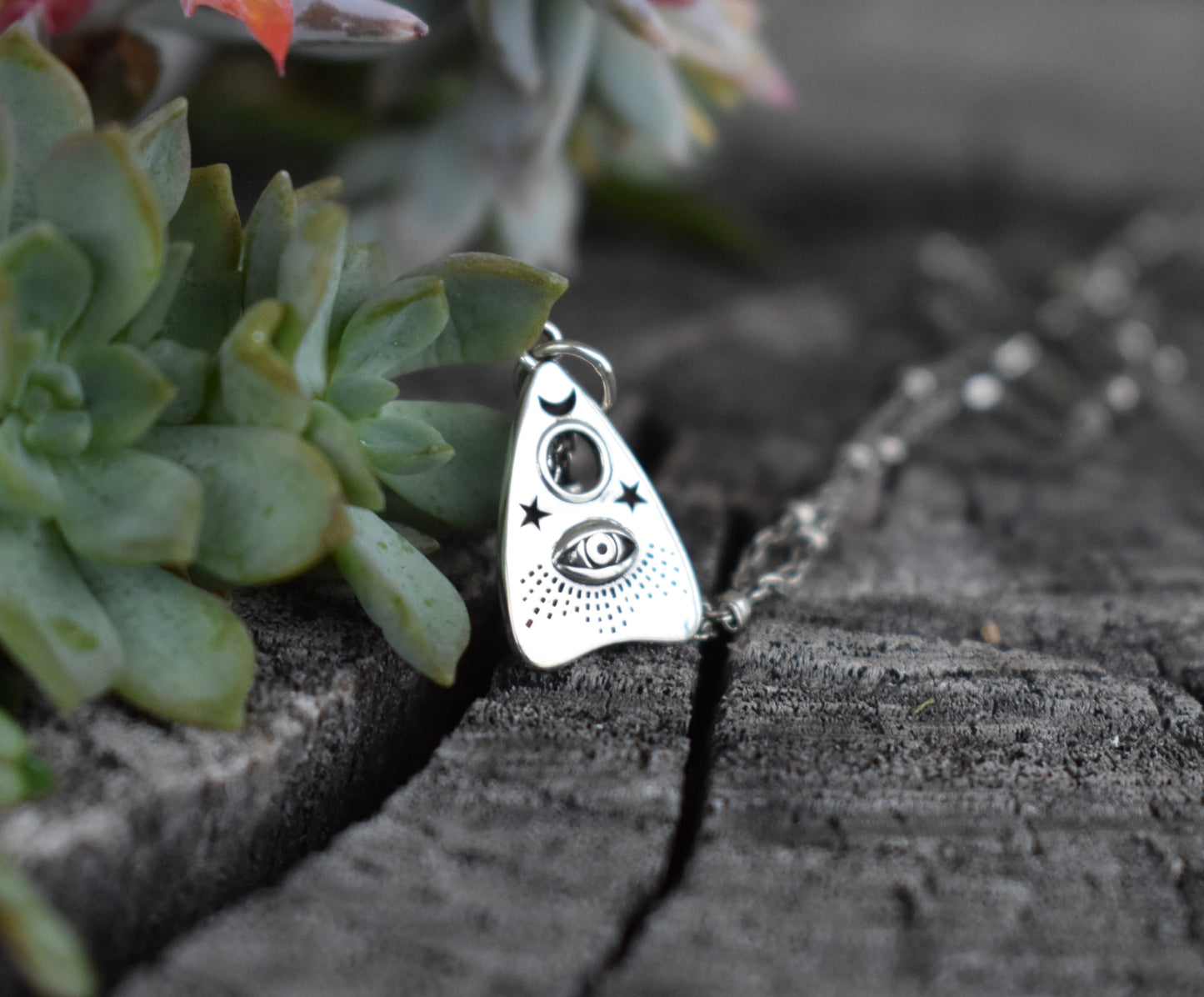 Planchette necklace- Ouija Necklace, Fortune Teller- Evil Eye Necklace