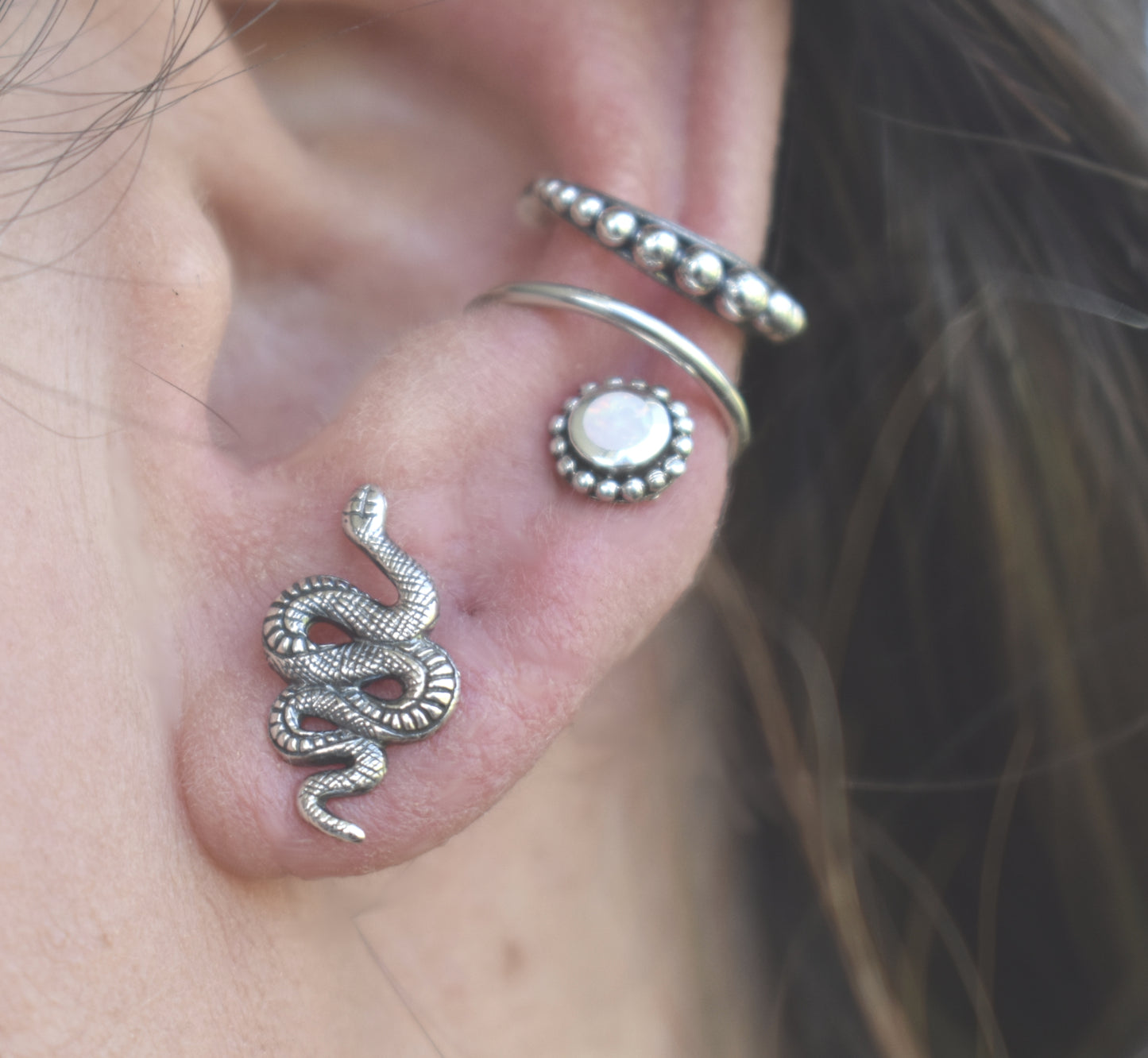 Snake Earrings- Snake Studs, Serpent Jewelry, Death/Rebirth, Witchy Earring
