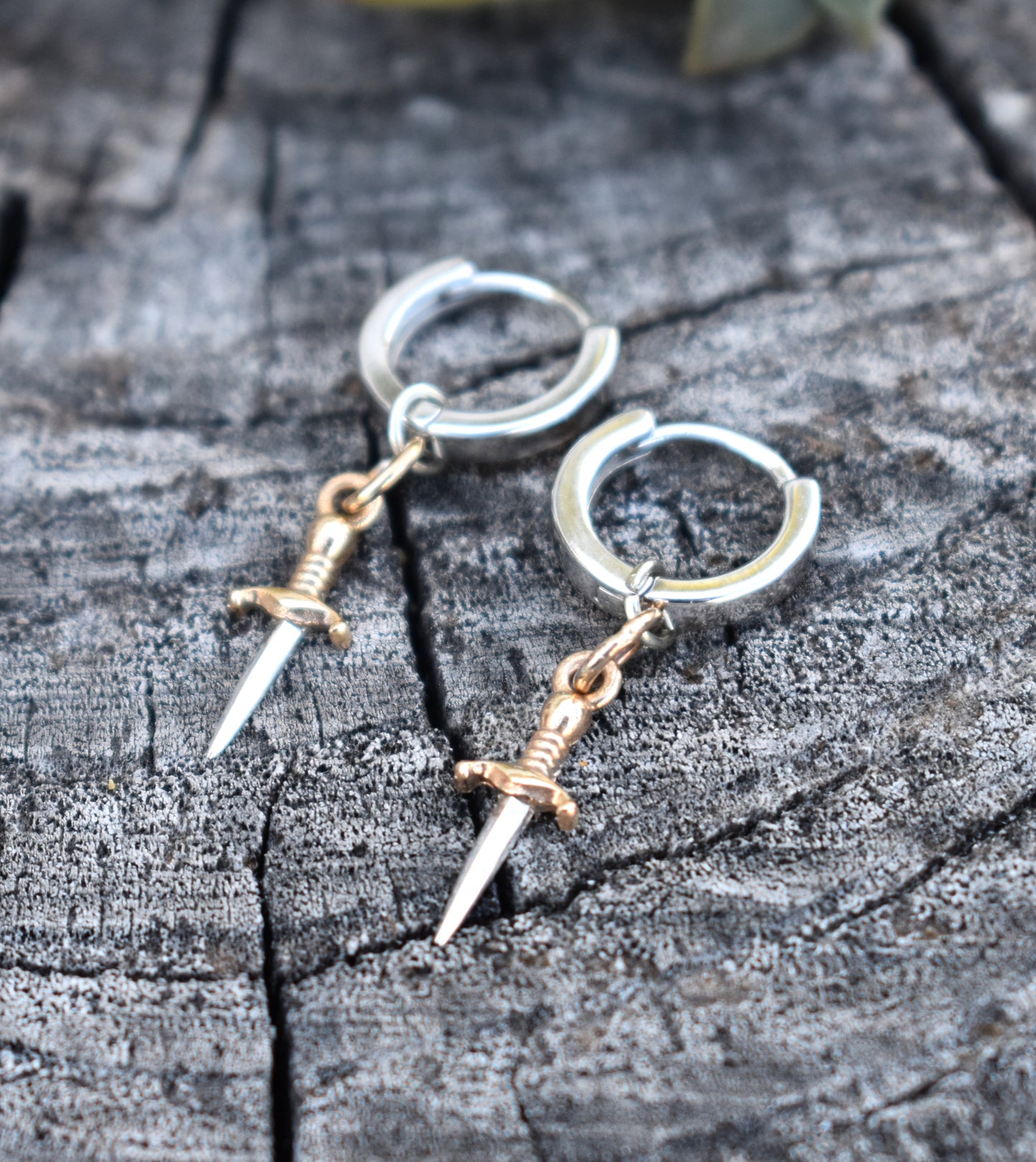 Dagger Huggie Hoop- Hoop Earrings, Dagger Earrings, Dagger Hoop- Dangle Earrings