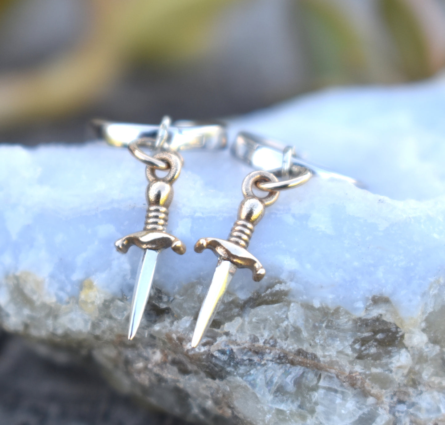 Dagger Huggie Hoop- Hoop Earrings, Dagger Earrings, Dagger Hoop- Dangle Earrings