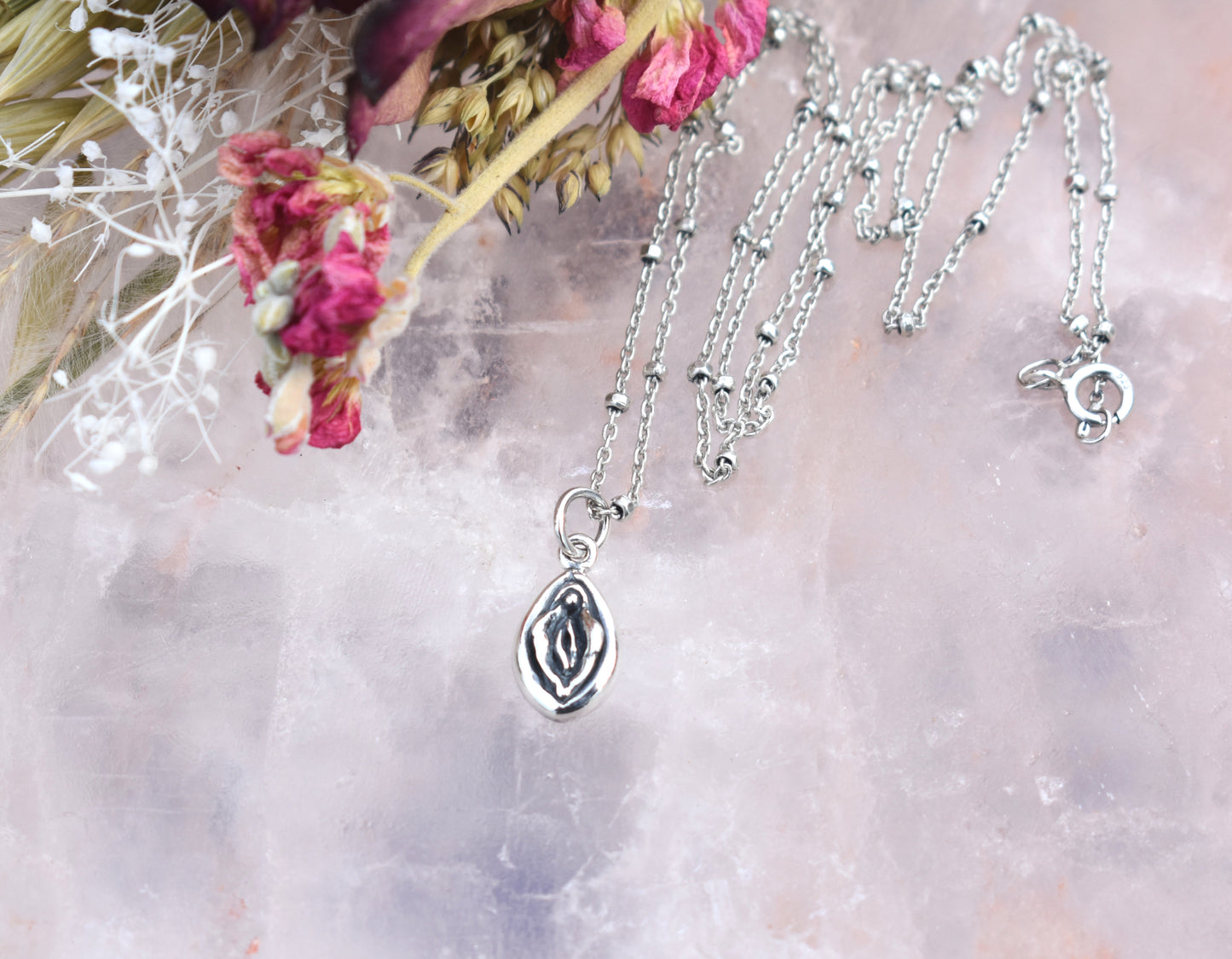 Yoni Necklace-Vagina Necklace- Sterling Silver Divine Feminine Necklace