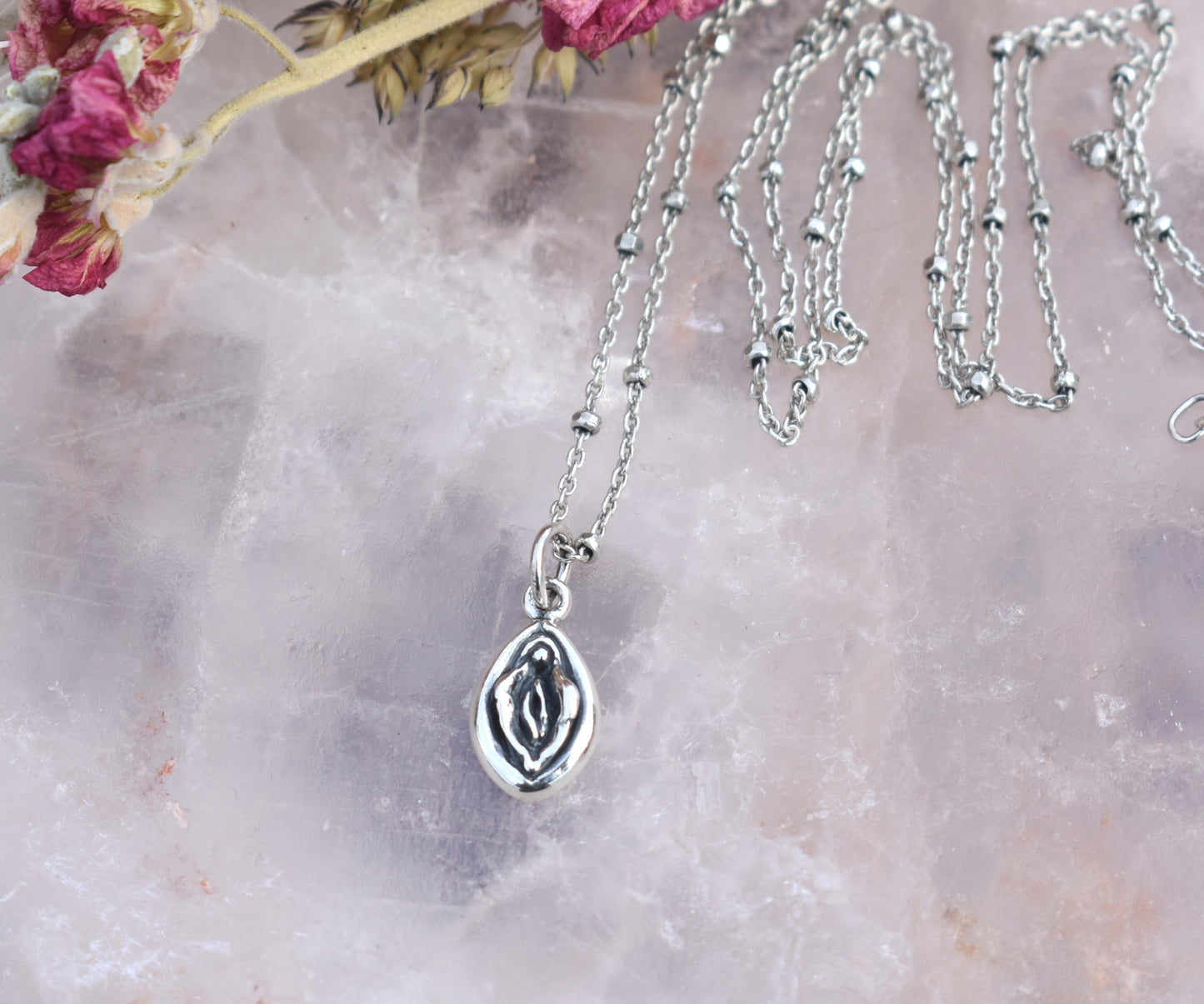 Yoni Necklace-Vagina Necklace- Sterling Silver Divine Feminine Necklace