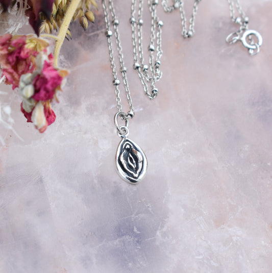 Yoni Necklace-Vagina Necklace- Sterling Silver Divine Feminine Necklace