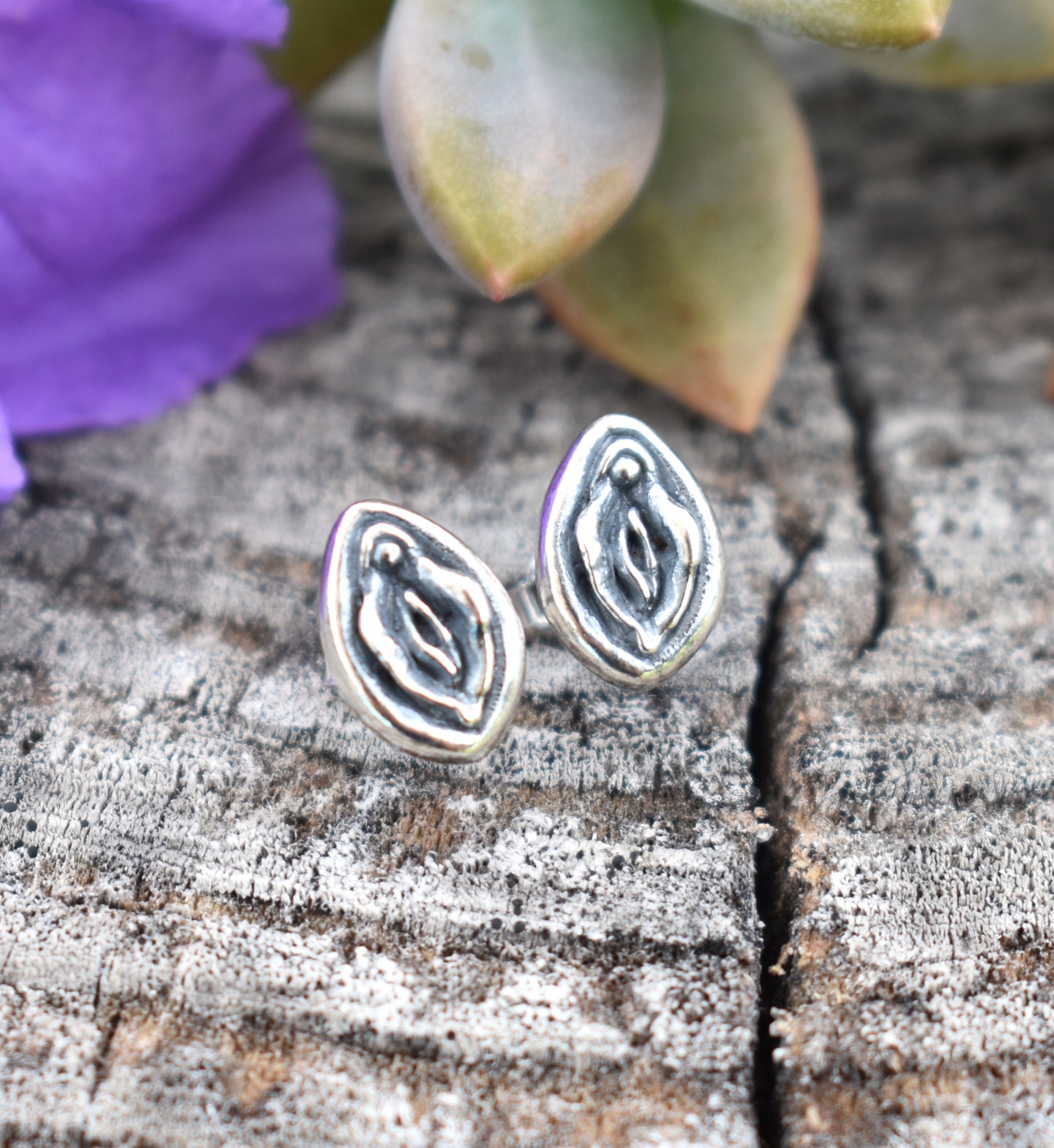 Yoni Stud Earrings-Pussy Earrings, Womens Empowerment, Divine Feminine-Sterling Silver