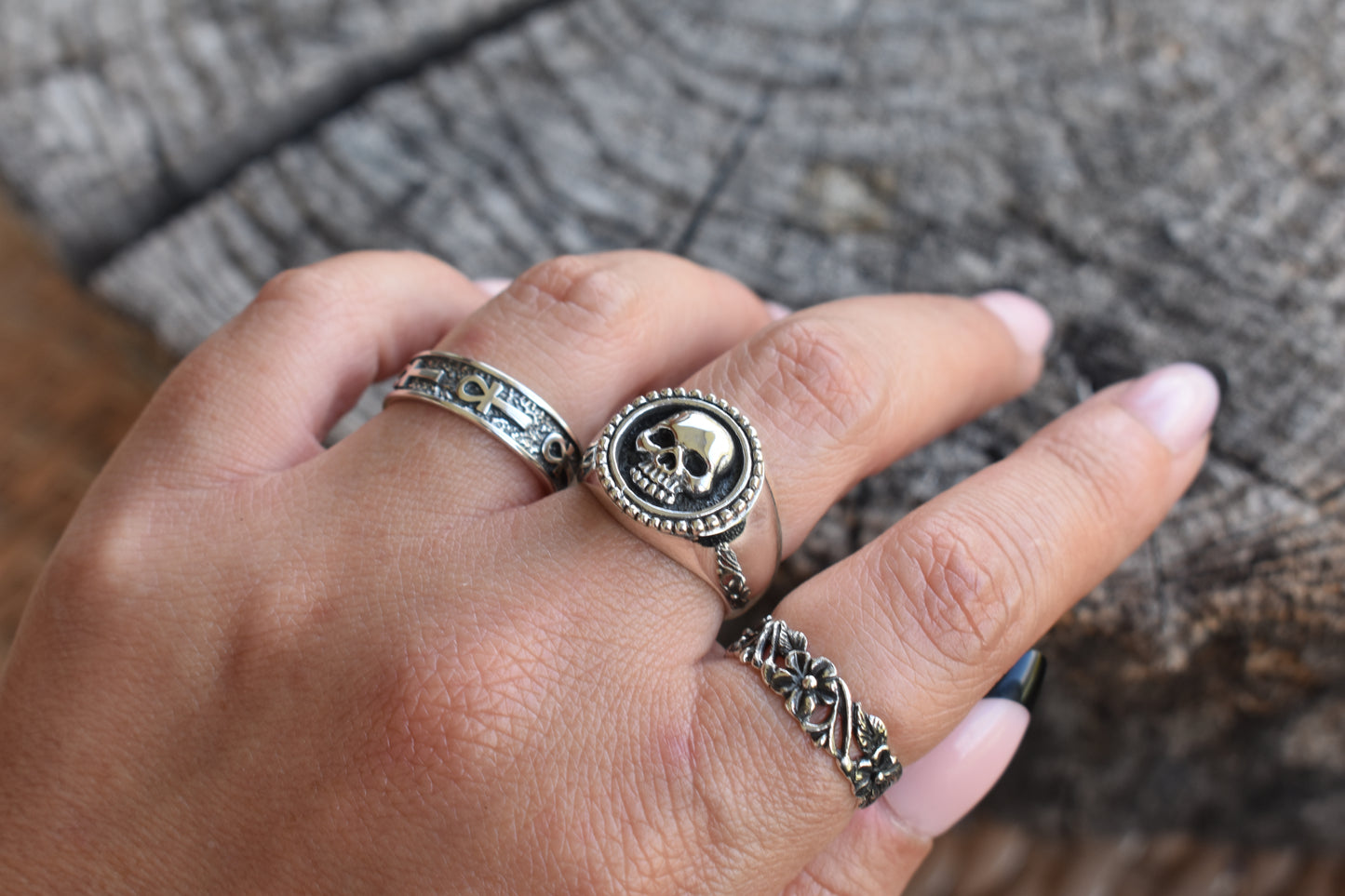Skull Ring- Skull Signet Ring, Day of the Dead Ring, Halloween Ring, Sterling Silver Skull Ring