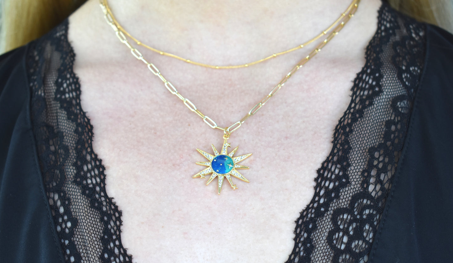 Gold Sun Celestial Necklace-14k Gold Fill