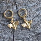 Gold Bee Huggie Hoop Earrings-14k