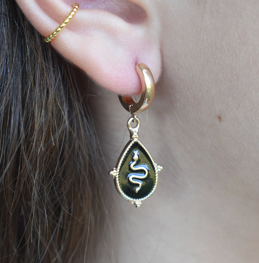 Gold Snake Hoop Earrings-14k