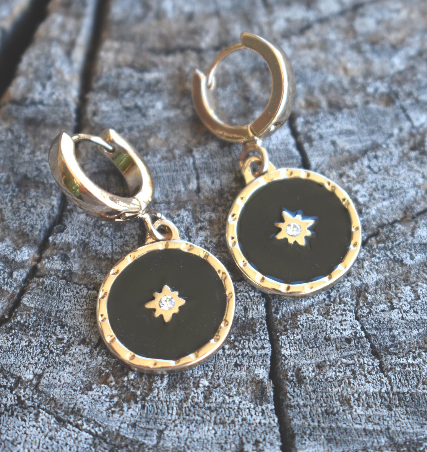 Gold North Star Earrings-14k
