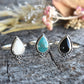 Boho Teardrop Ring-Turquoise, Onyx, Moonstone