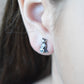 Black Cat Stud Earrings-Sterling Silver