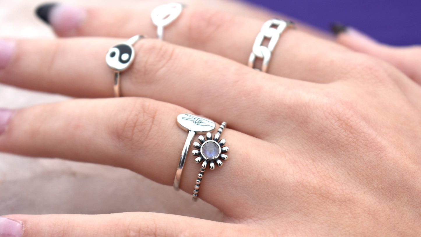 Daisy Moonstone Ring-Sterling Silver