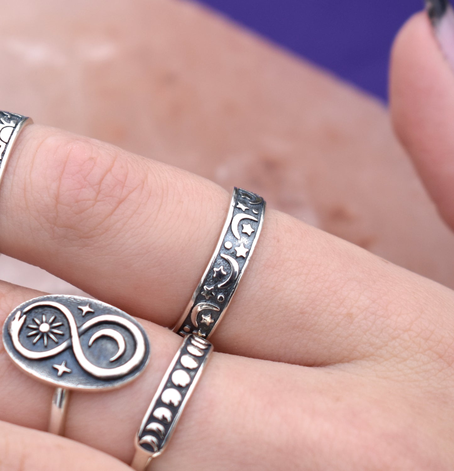 Moon & Stars Ring-Sterling Silver